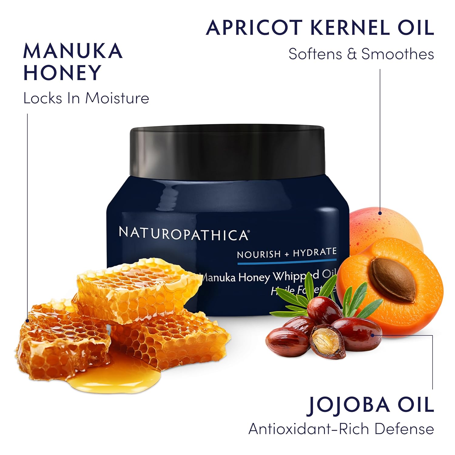 Naturopathica Manuka Honey Whipped Oil, Hydrating Cream to Oil Face Moisturizer, Nourish & Protect Skin, Rich Antioxidant for Face 1.69 fl oz