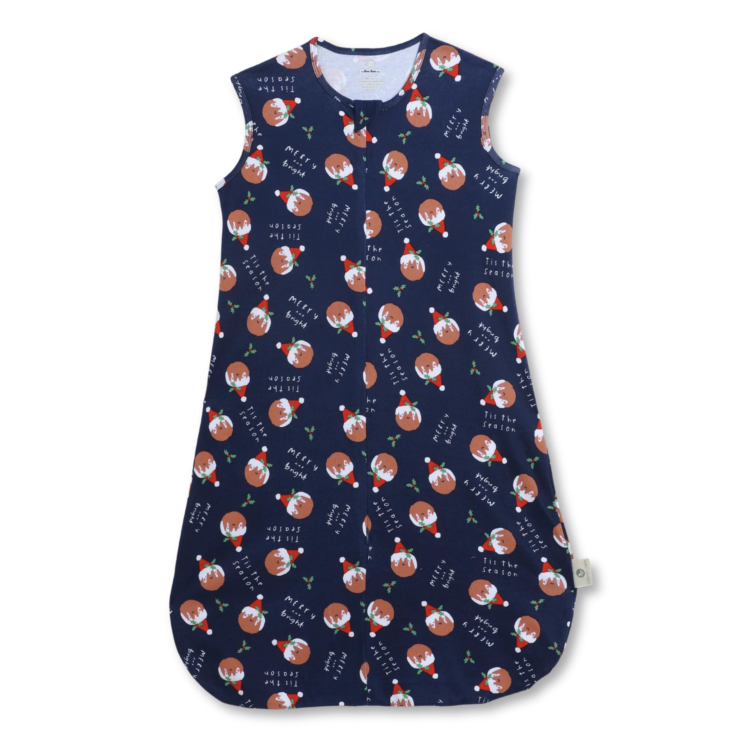 The Boo Boo Club Knitted Pure Cotton Printed Sleeping Bag|Wearable Blanket Soft, Breathable, Winter Swaddle for Newborns Baby | 2-Way Zipper 0.5 TOG Sleep Sack | Newborn Essentials | 1-2 Y | Navy Blue