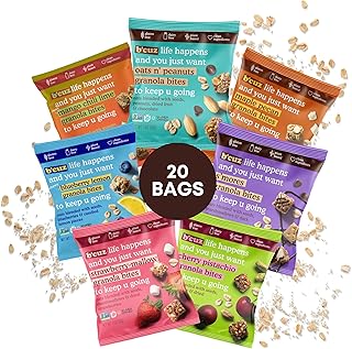 B'cuz Granola Bites - Gluten Free On the Go Snacks Variety Pack, Kosher, Vegan Friendly, Travel Safe, Healthy Breakfast and Dessert Treats for Kids or Adults Lunchboxes, 1 Ounce, Pack of 20