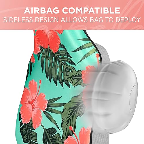 Miniatura 6 de Carbella Fundas de asiento de automóvil florales hawaianas coralinas, paquete de 2 fundas de asiento degradadas con estampado floral para autos,