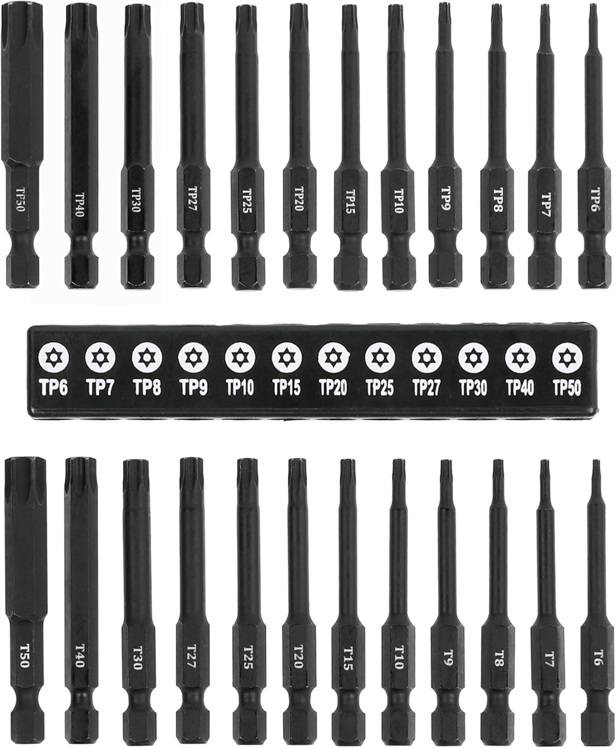 ARES 31014-24-Piece Tamper Resistant Long Torx Bit Set – Industrial Grade S2 Steel Tamper-Proof Torx Bits – 1/4-Inch Hex Shank Fits Standard Drill Chucks and Quick Connect Couplers