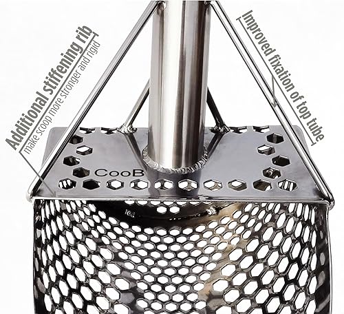 Miniatura 7 de CooB Cuchara de arena de playa, herramienta detector de metales, pala de acero inoxidable para detección de metales, poste de mango de viaje fuerte