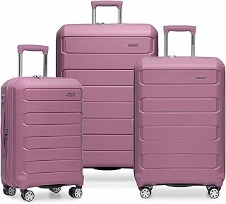 Pagosa Indestructible Hardshell Expandable Spinner Luggage, Mauve, 3-Piece Set (22/26/30)