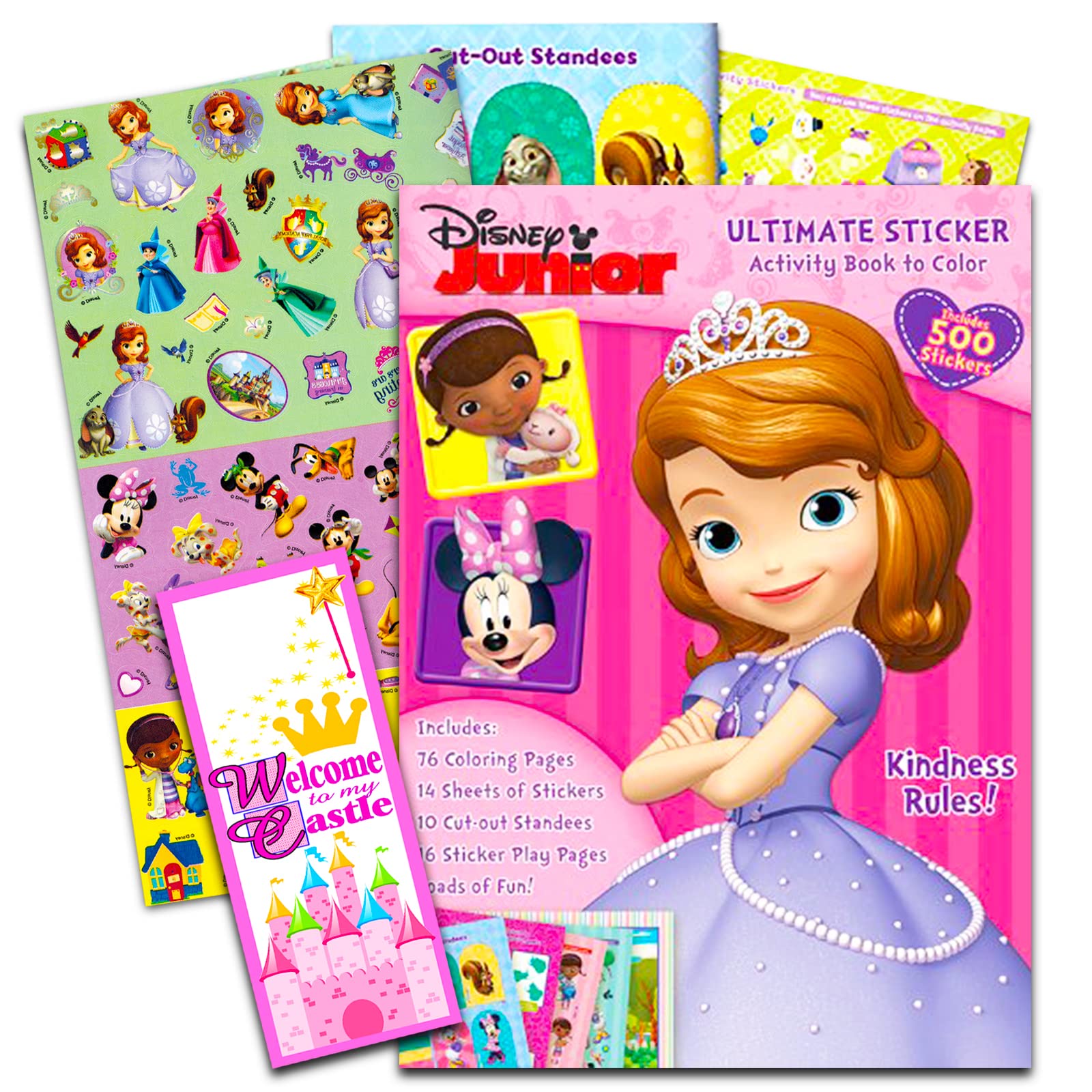 Disney Sofia the First Coloring Book Set for Kids Bundle with Ultimate  Sofia Princess 500 Sticker Activity Book and Castle Door Hanger Princess