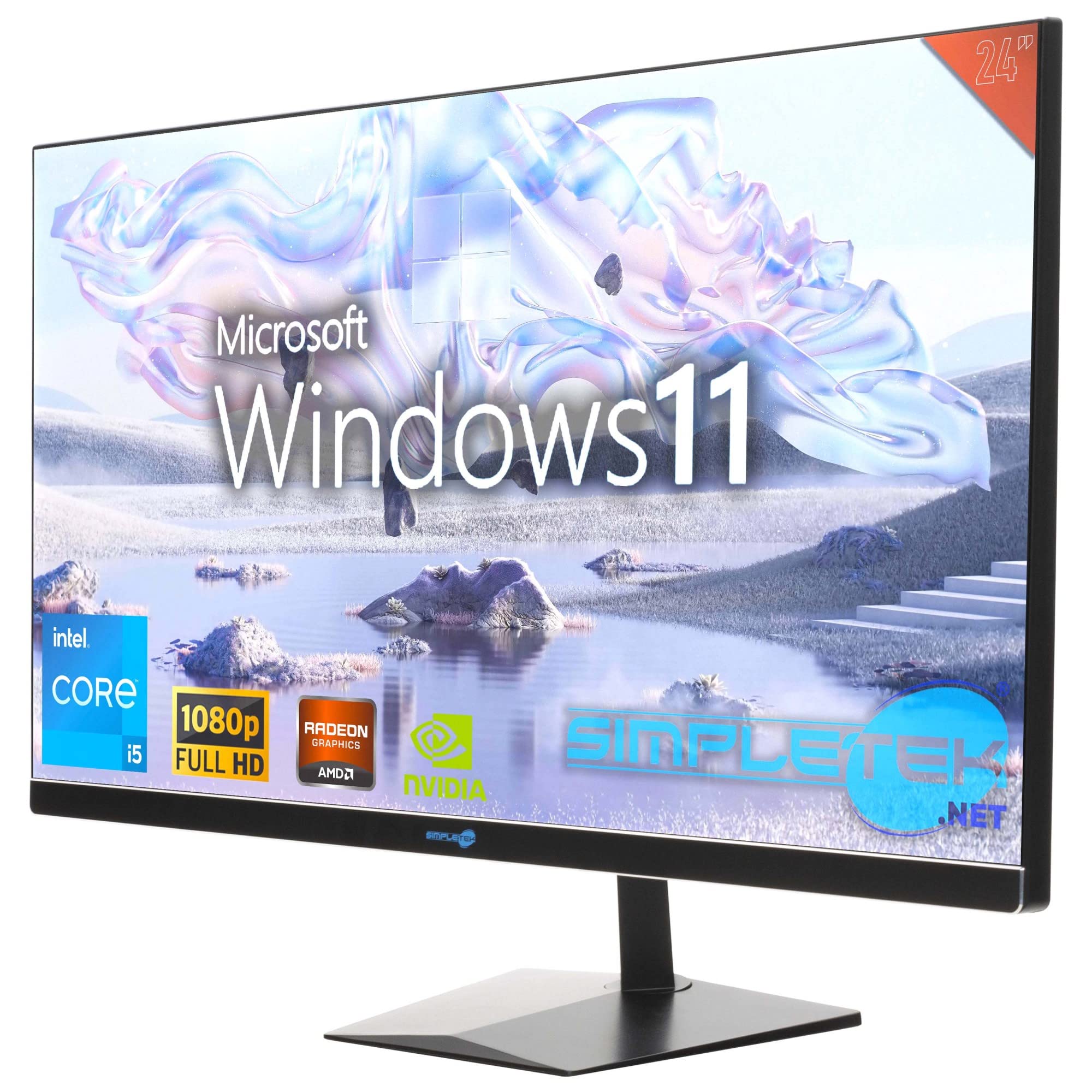 SIMPLETEK - PC All in One 24" FHD 60Hz Core i5 hasta 3.2GHz Windows 11 Pro | Tarjeta gráfica dedicada RX550 4GB | 16GB RAM SSD 960GB