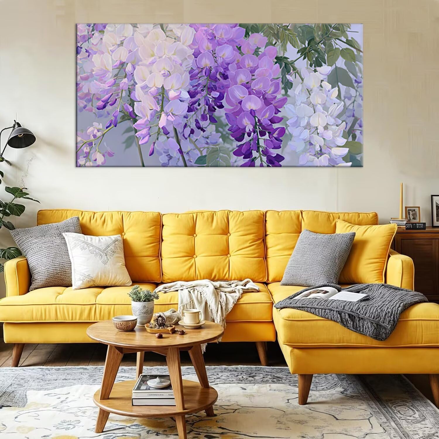 Malen nach Zahlen Erwachsene Blauregen - Paint by Numbers Adult Mit 3 Pinseln und Acrylfarbe - DIY Handgemalt Ölgemälde Kit für Geschenke, Wanddeko und kreative Freizeit Geschenk 60x120cm p-891