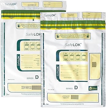 ControlTek SafeLok 12" x 16", Clear, 100 Bags, Tamper-Evident Deposit Bags for Cash Handling & Valuables, Moisture, Heat and Cold Sensitive Ink, Tear-off receipt + Large Barcodes 585093