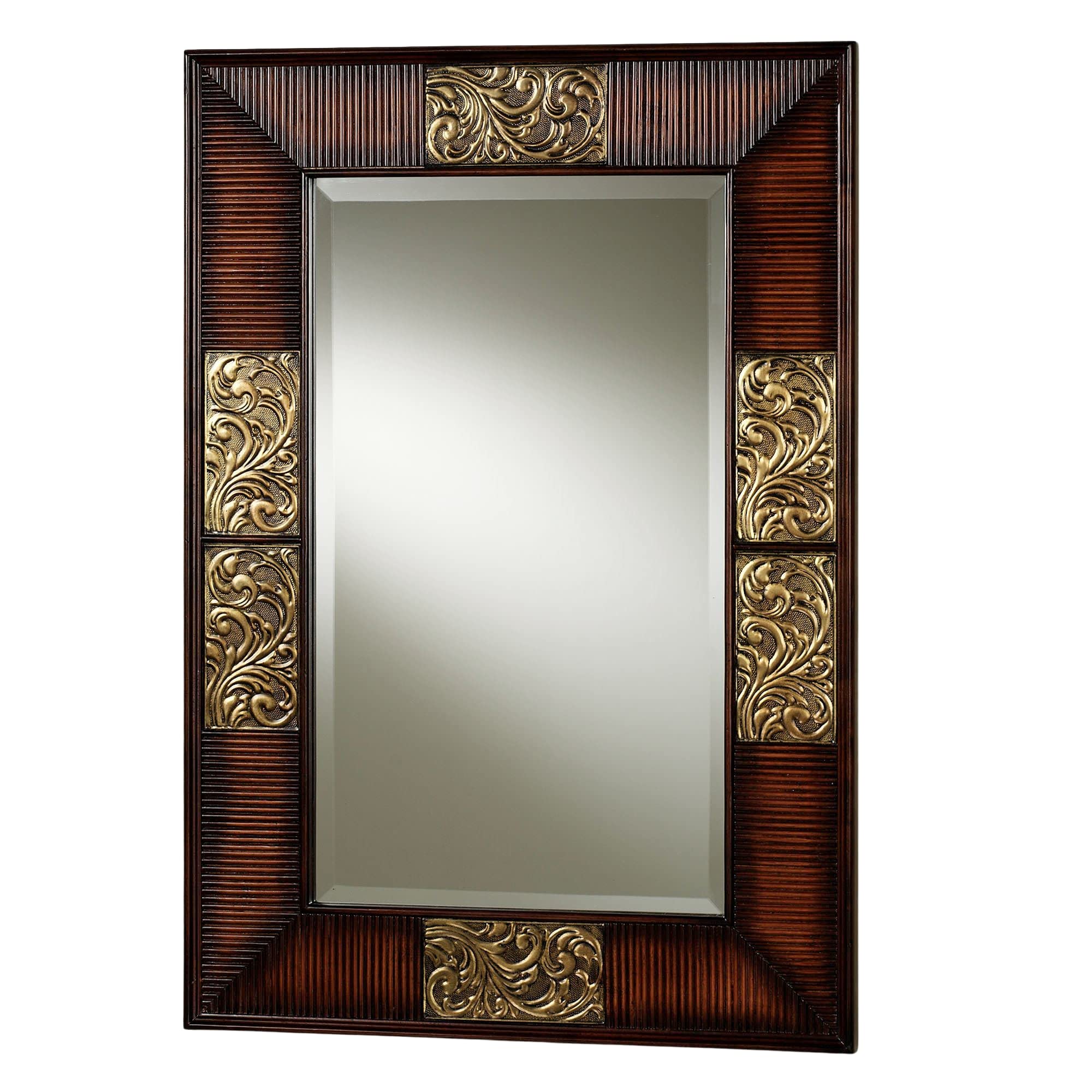 Touch of Class Sarantino Rectangular Beveled Wall Mirror - Natural Cherry - Traditional Style - Elegant Decorative Hanging Mirrors for Bedroom, Hallway, Entryway - 35 by 24 Inches