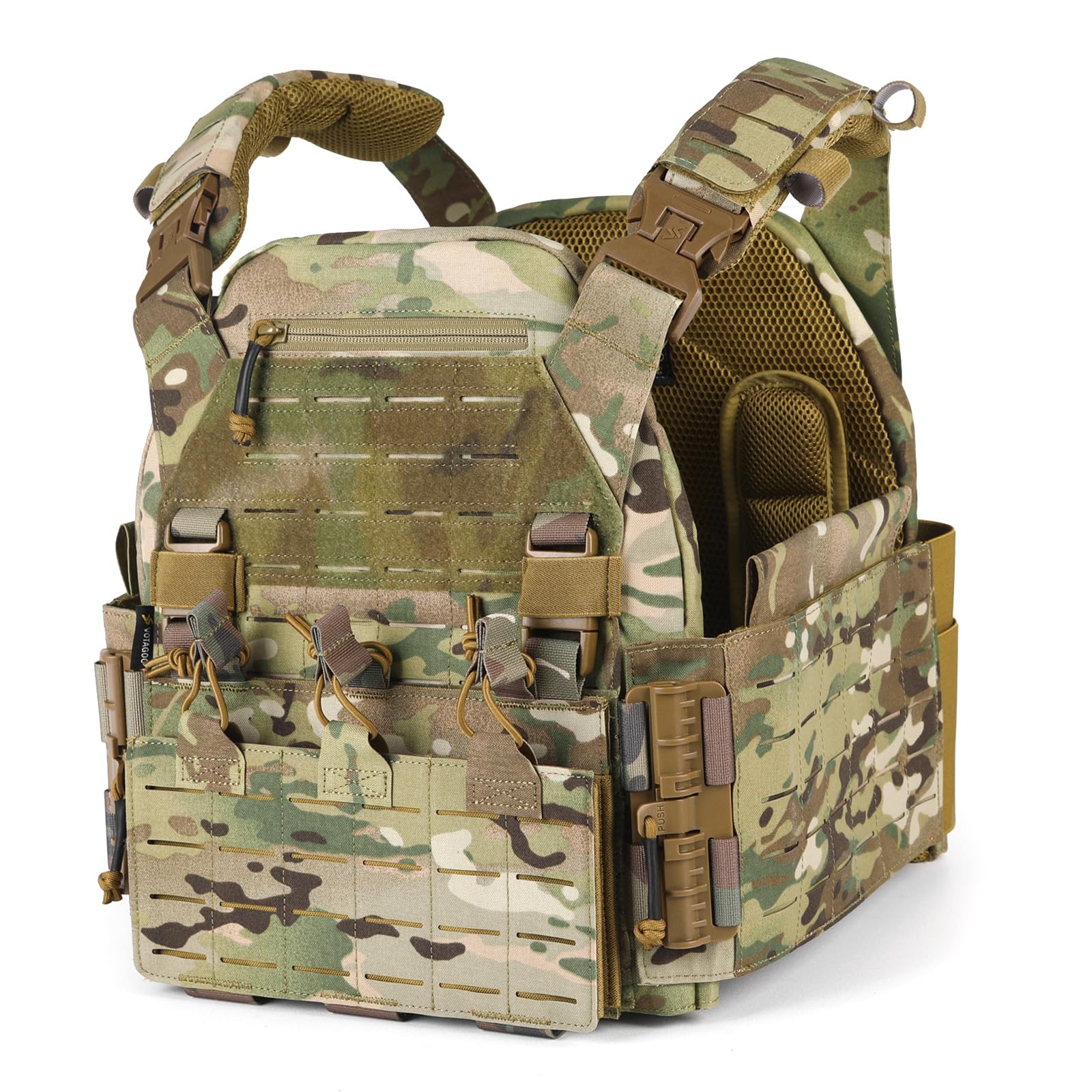 VOTAGOO Tactisch vest voor heren, militaire platendrager, ademende paintball borstbeschermer, plate carrier