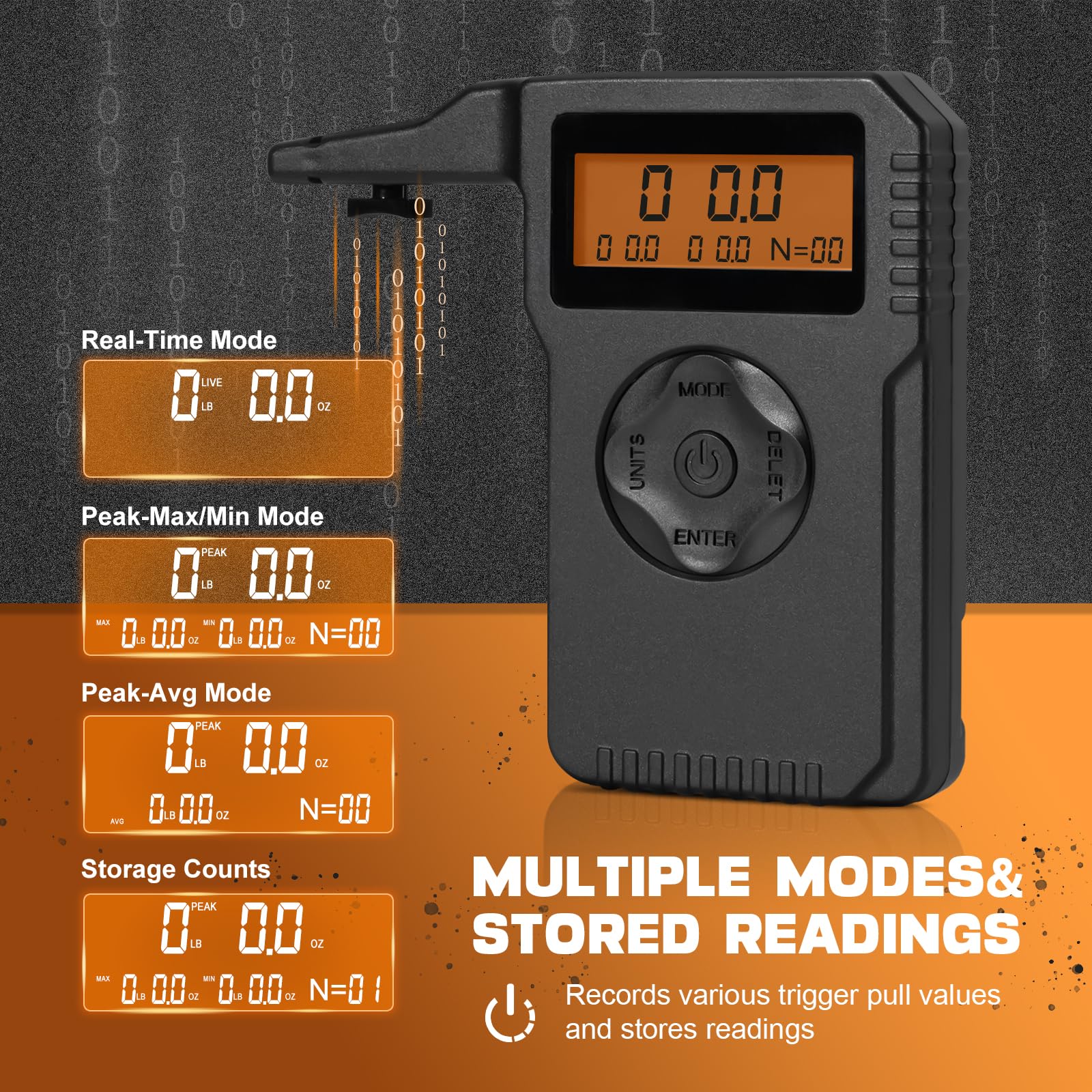 BOOSTEADY Misuratore di Trazione Digitale Professionale con Incrementi di 0,1 oz e Display LCD, Letture Accurate da 0 a 12 Libbre, Misuratore di Scala di Trazione del Grilletto del Sensore Militare