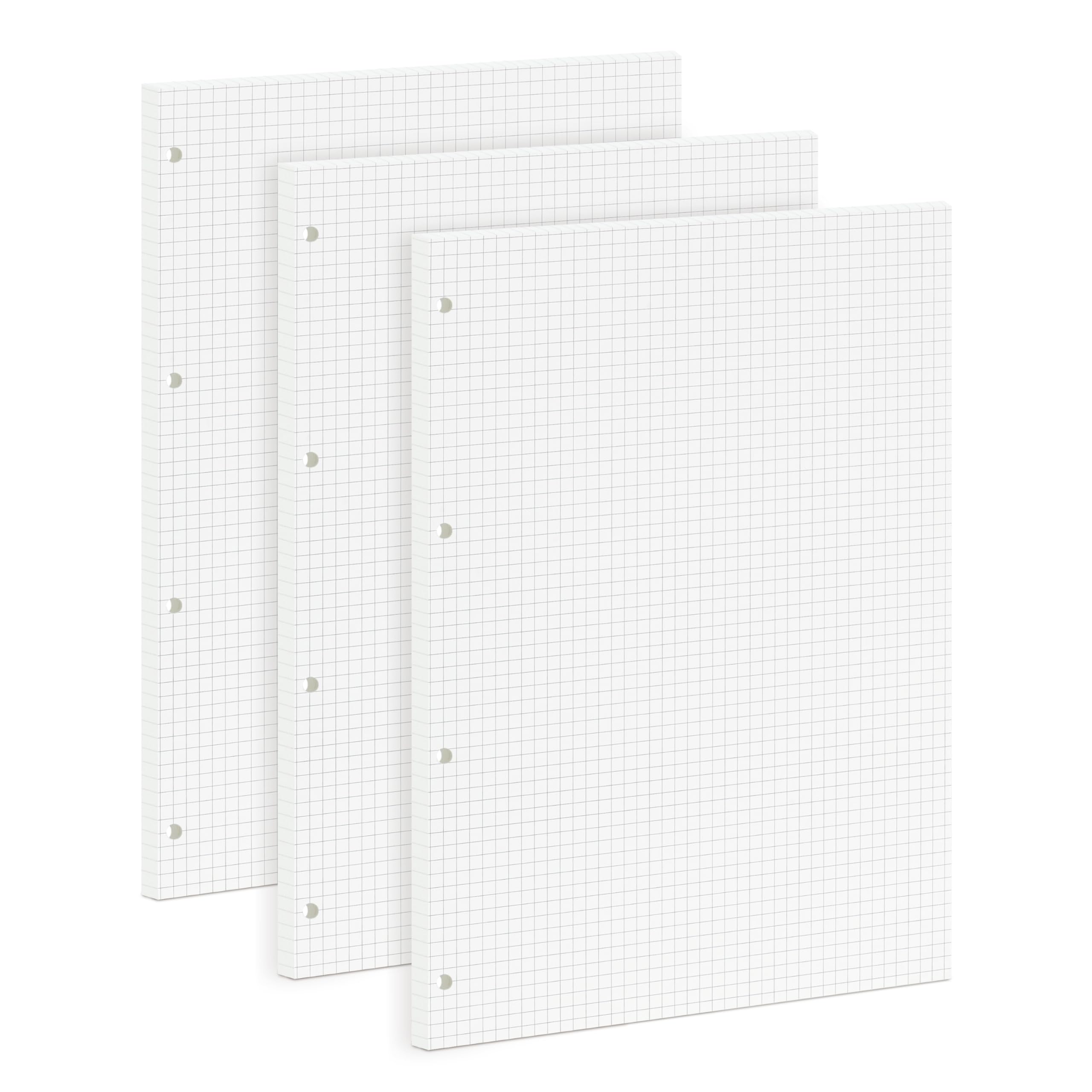 A4 Grid Notebook Refill Pages, 5mm Grid Paper for Binders, 100GSM Thick Filler, 135 Sheets 4-Hole Punch, 290x210mm