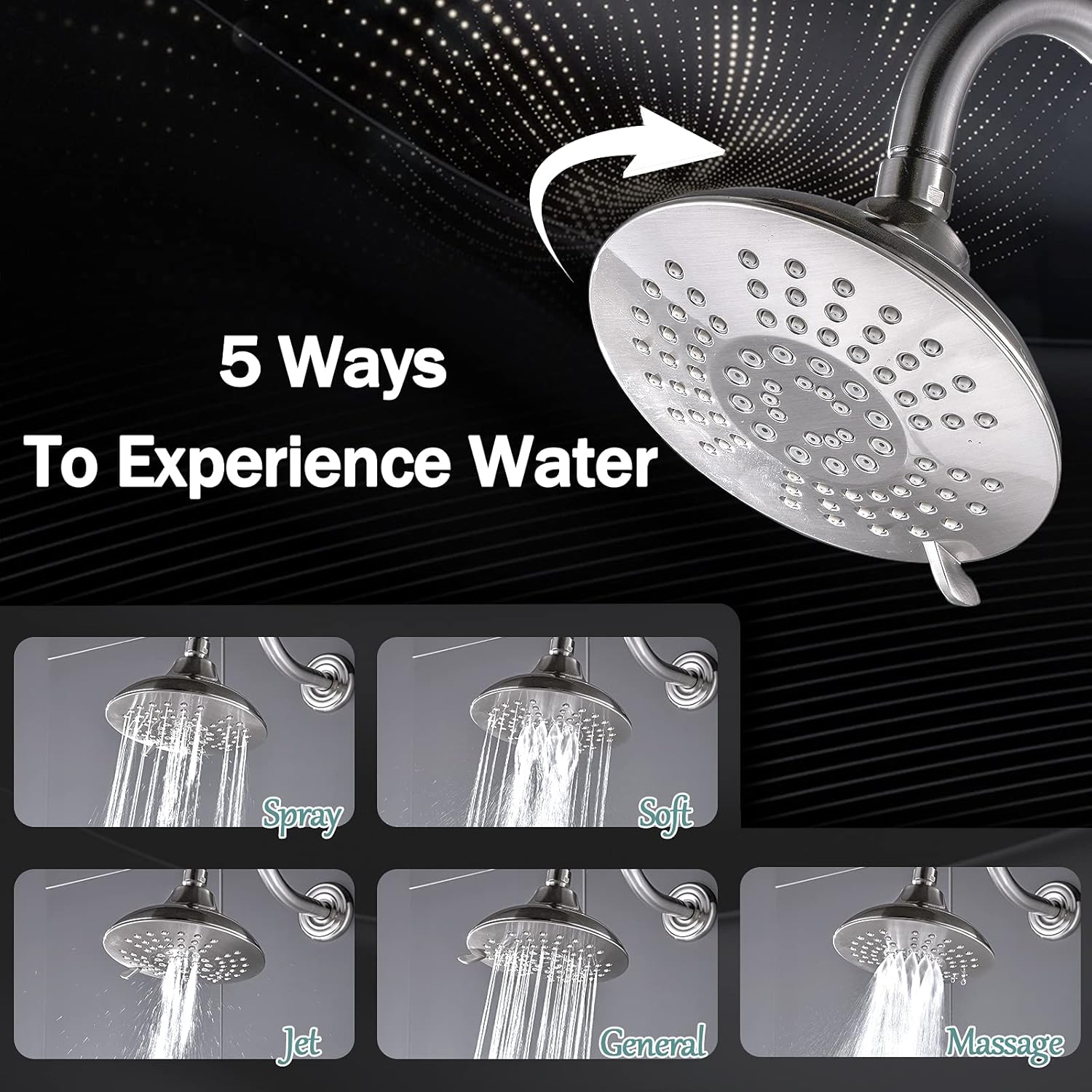 Black Friday - 50% OFF APPASO Stainless Steel Brushed Nickel Shower Faucet and Tub Spout (Valve Included), Shower system with 5-Function Spray Head, Single Handle Bathroom Rainfall Shower Trim Kit Wall Mount, AP-APT127BN