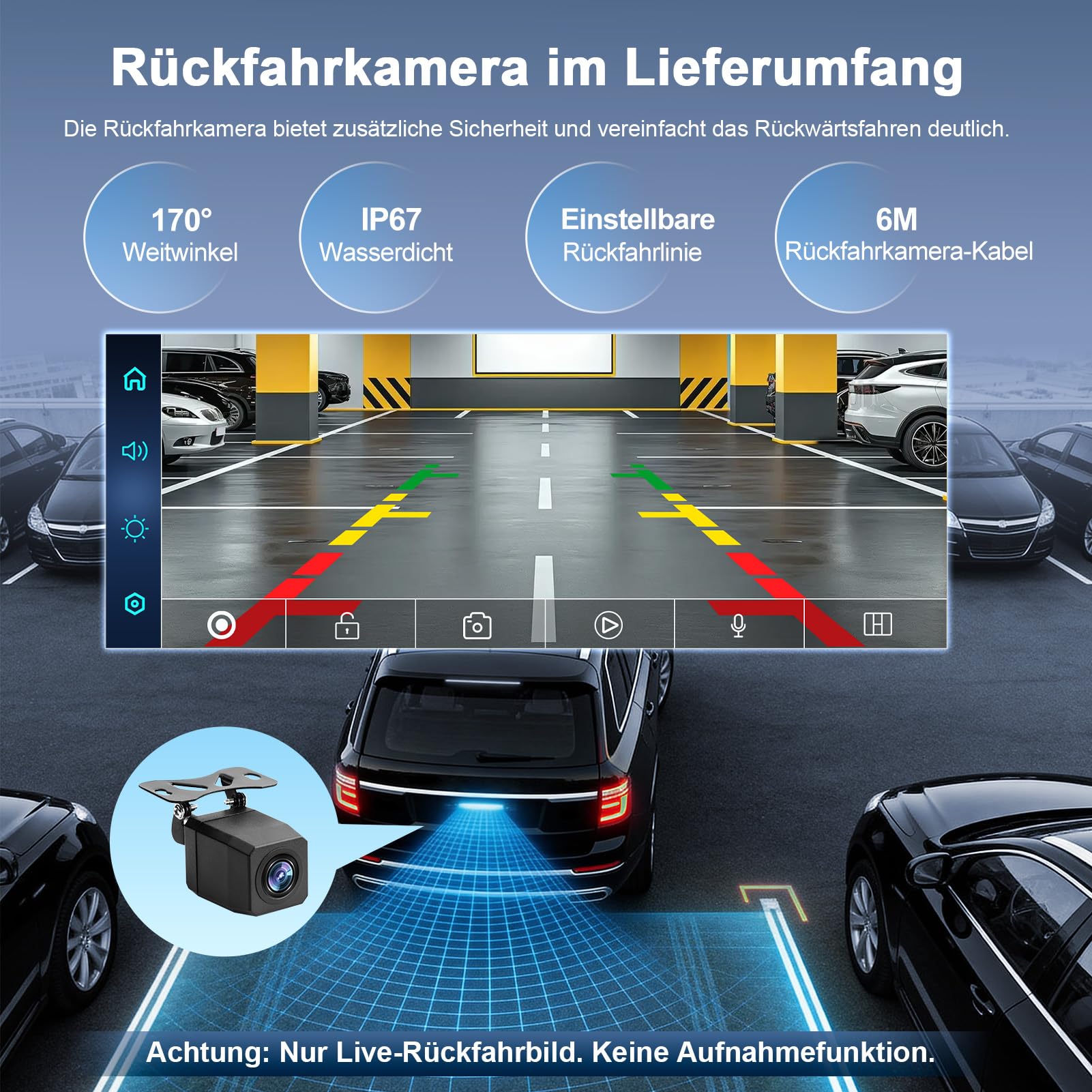 Carplay Display für Apple Car Play Android Auto 10,26 Zoll Tragbares Wireless CarPlay mit 1080P Rückfahrkamera, Bluetooth 5.2 Sprachsteuerung Mirror Link AUX FM, GPS Navigation, unterstützt TF Karte