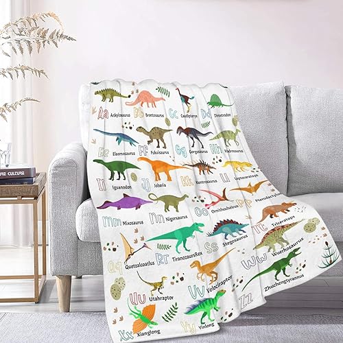 Manta de franela de dinosaurio súper suave, esponjosa, acogedora, con diseño fresco, ligera y cálida, regalo para todas las estaciones, para niños,