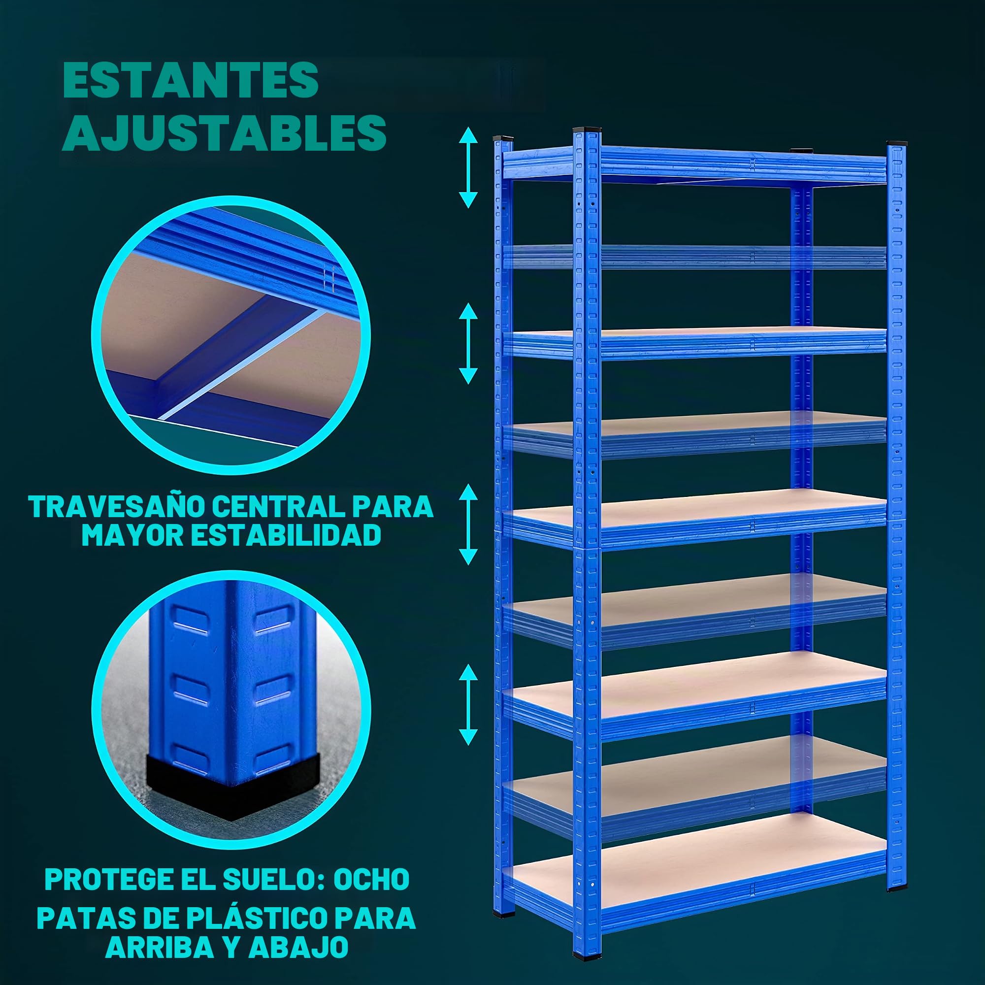 Deuba 2x Estanterías Metálicas 180x90x40cm 875kg Estantería para Cargas Pesadas 5 Estantes Taller Azul