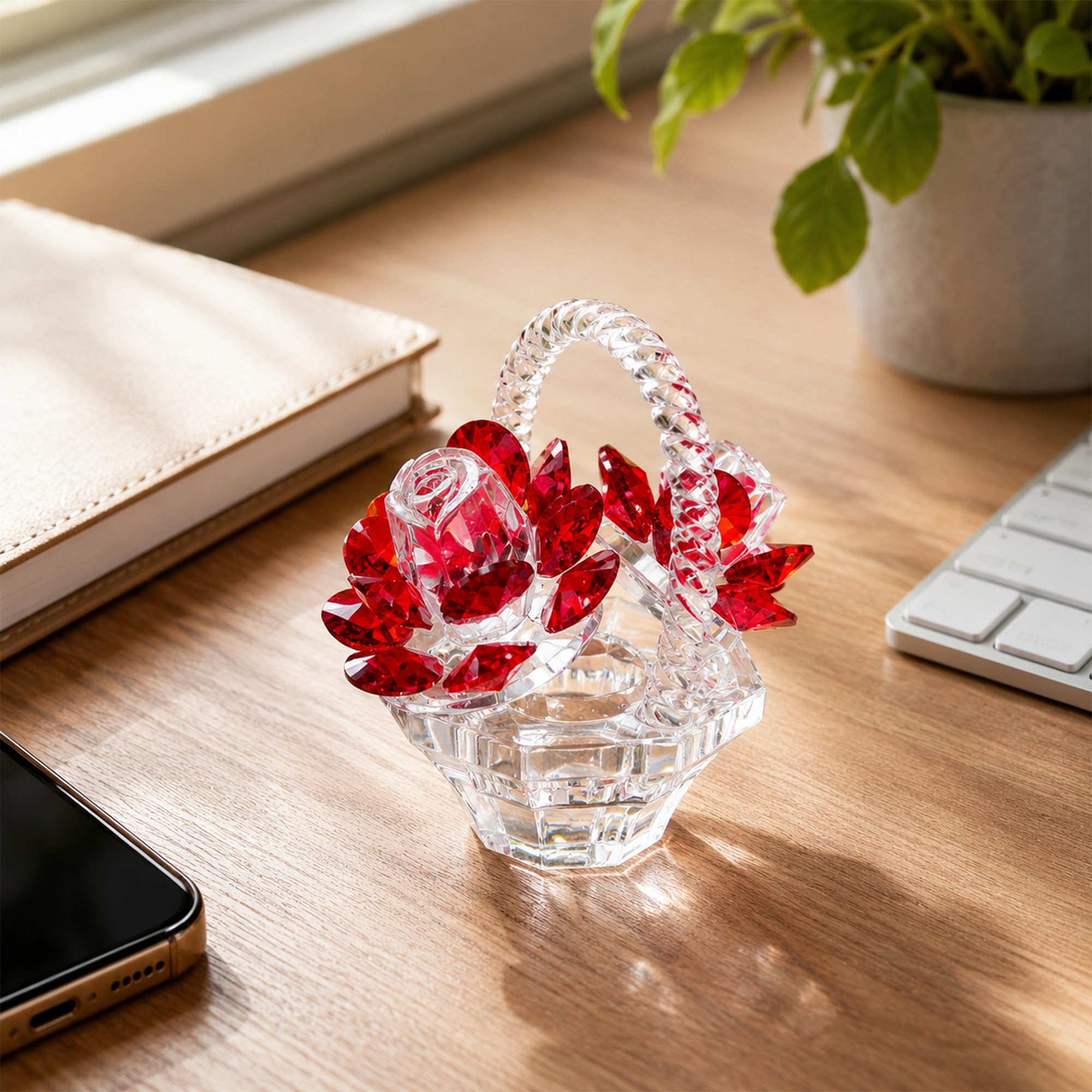 Amazon.com: H&D HYALINE & DORA Crystal Red Rose Flower Basket