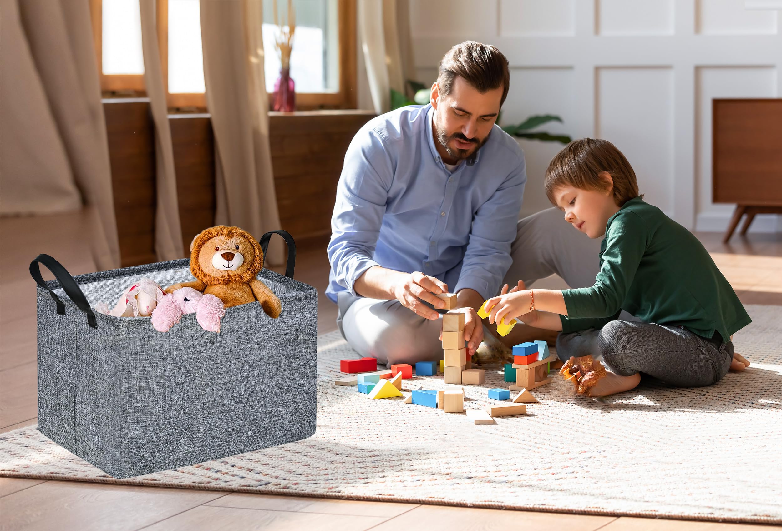 Rec - Caja de juguetes para niños, cesta de almacenamiento plegable, organizador de cestas de regalo para el hogar, dormitorio, cocina, mascotas, oficina, armario, estante 5