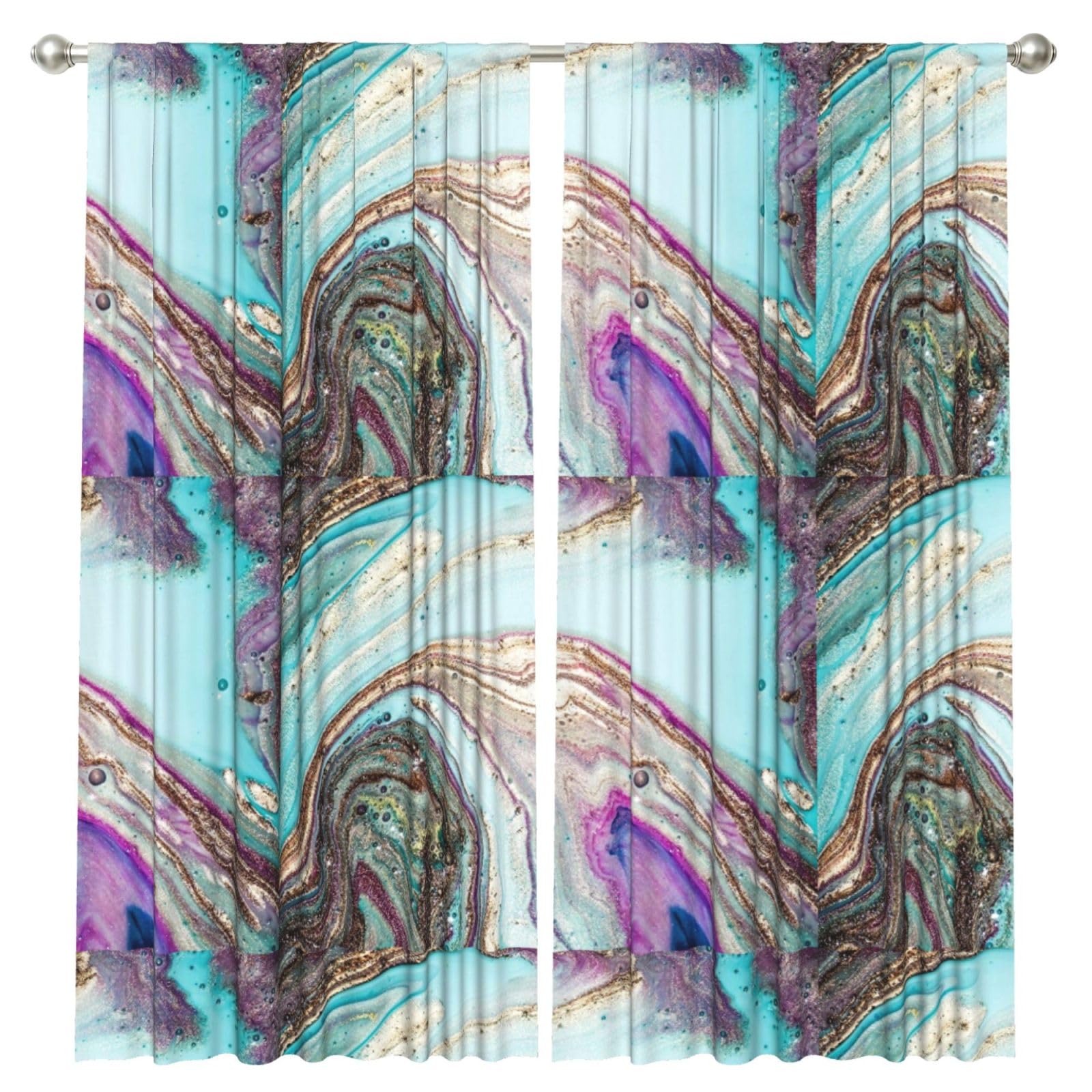 InOmak Rainbow Agate Geode Rock, 2 Panels Window Curtains 52 x 84 Inch Blackout Curtains for Living Room Bedroom