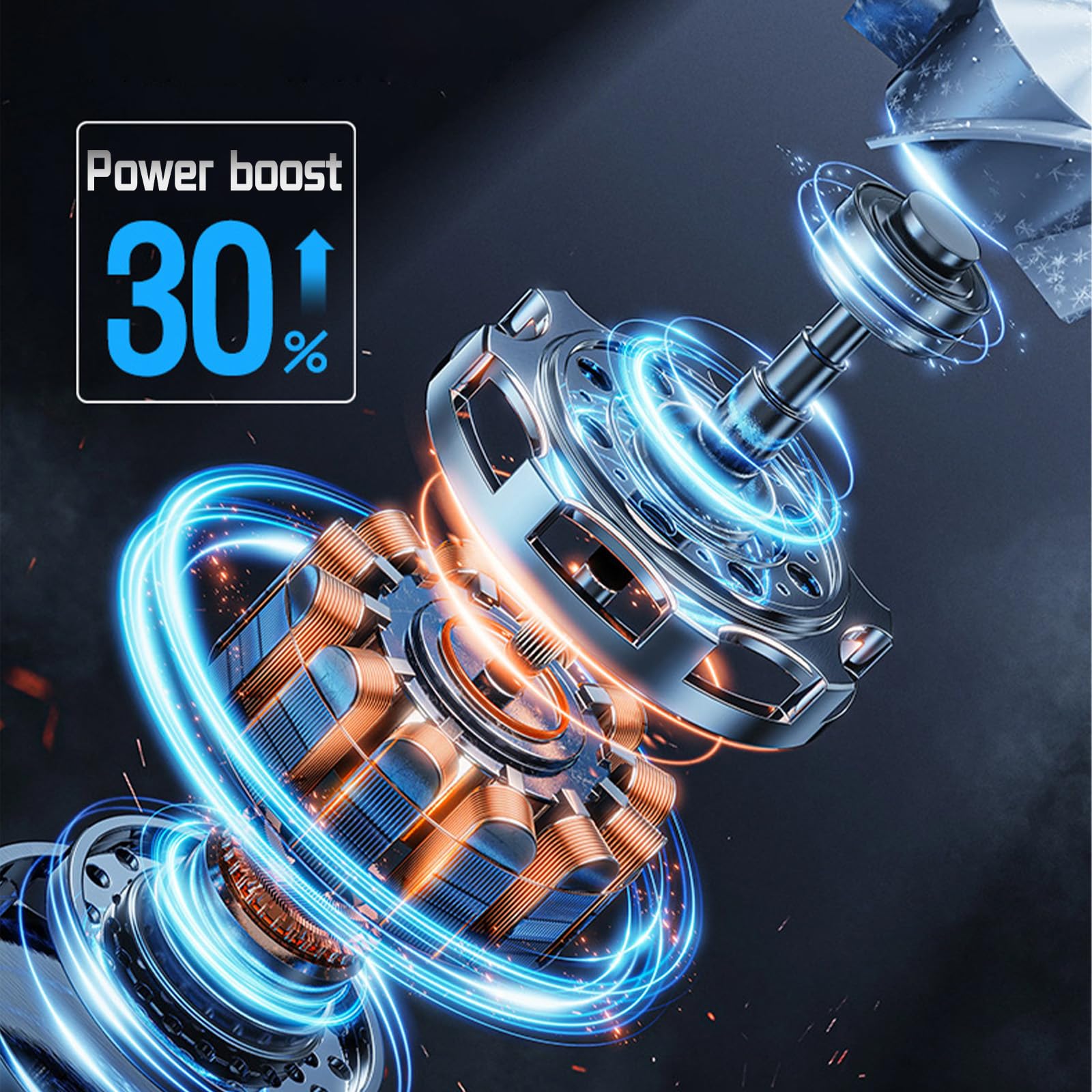 Turbo Fan - Soffiatore per foglie, 800 W, 35000 giri/min, portatile con batterie da 1300 mAh e 3 bocchette d'aria, soffiatore a mano, polvere, neve, auto
