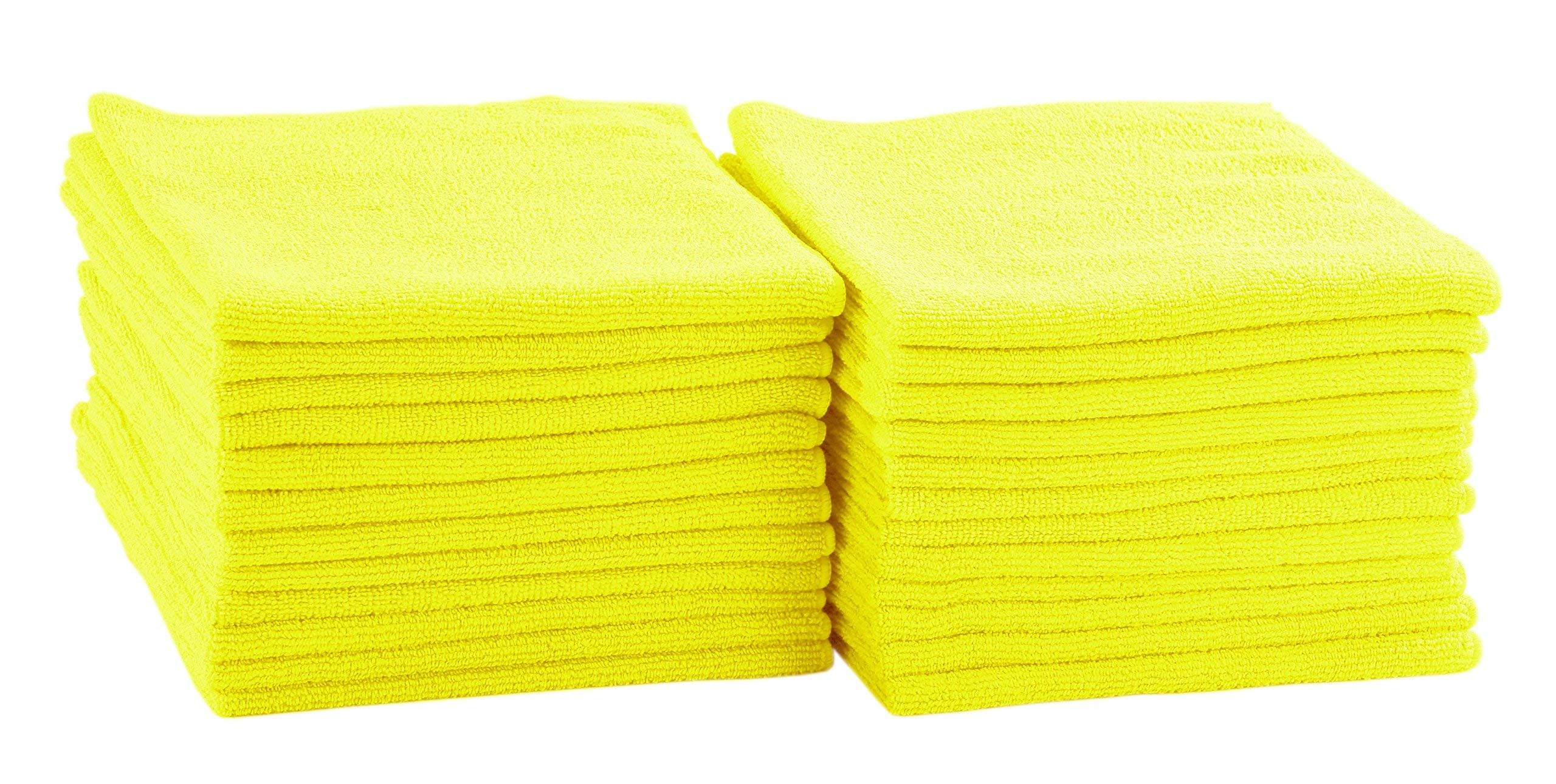 Professional Extra-Thick Microfiber Cleaning Cloth 48 Pack Yellow 300 GSM 16in x 16in