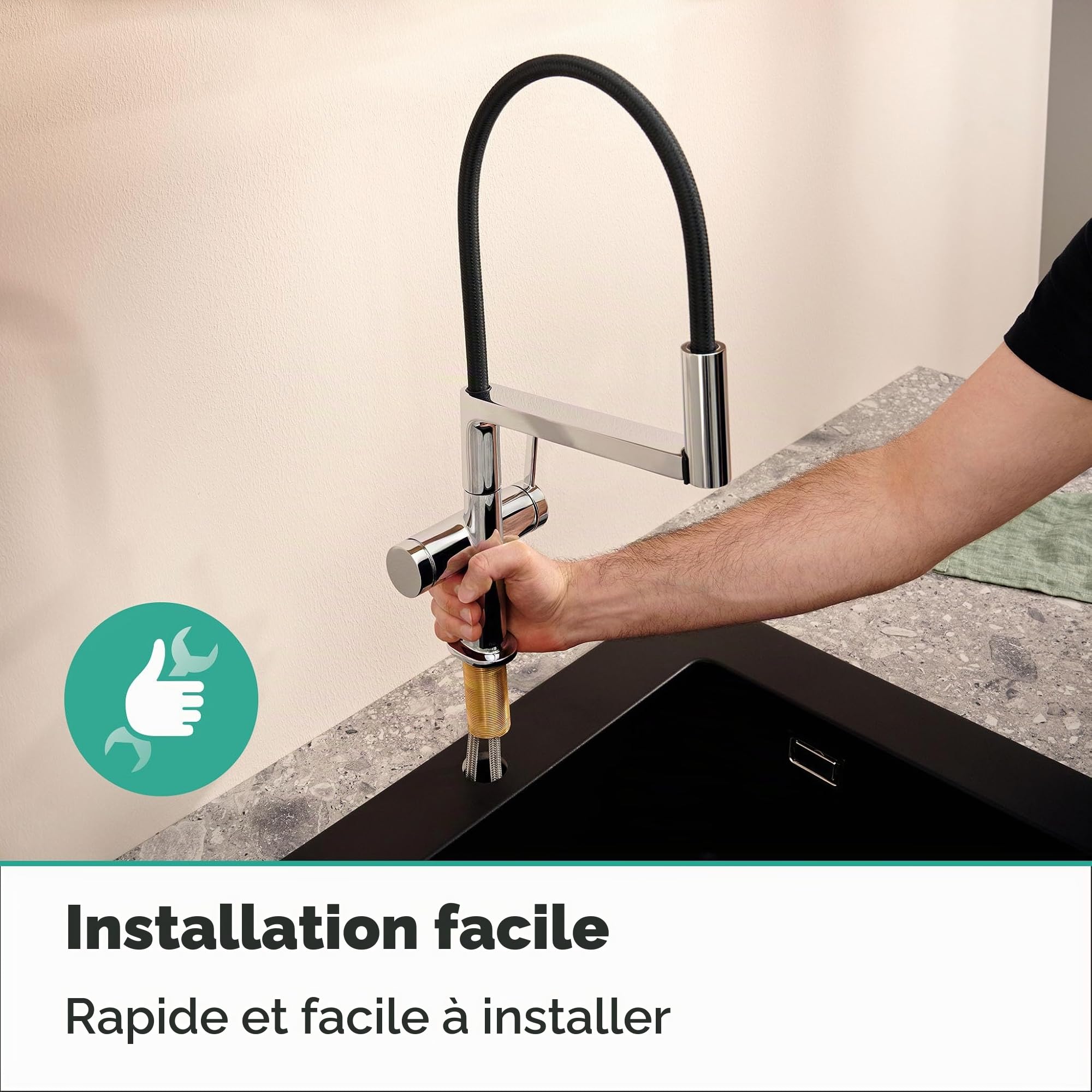 hansgrohe Talis Select M54 PowderSpray - Mitigeur de cuisine avec douchette extractible, SemiPro, 3 jets, Robinet avec hauteur sous bec 210 mm, avec bec pivotant et extensible, Chromé, 72861000