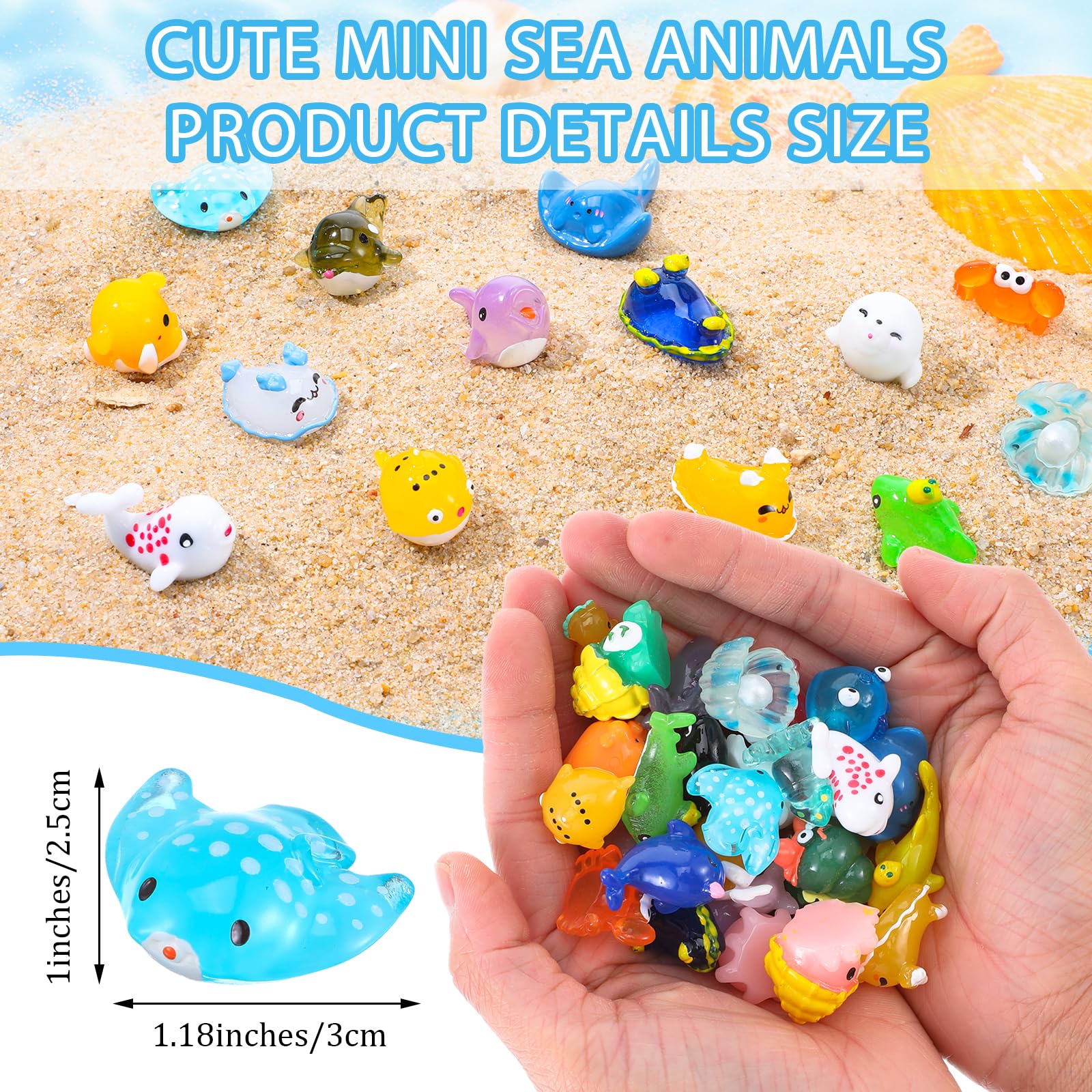 200 Mini-Meeresfiguren Aus Harz – Sortiment Mit Walen, Schildkröten & Mehr Für Deko & Basteln