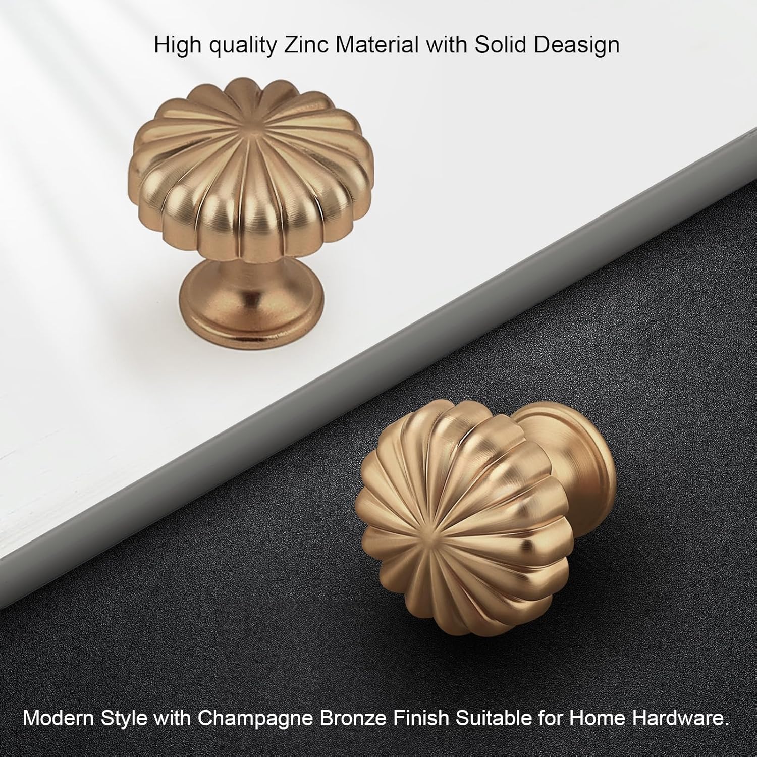 Probrico 20 Pack Champagne Bronze Cabinet Knobs,Vintage Drawer Knobs Zinc Alloy for Kitchen Cupboard Cabinets Dresser Drawer Doors