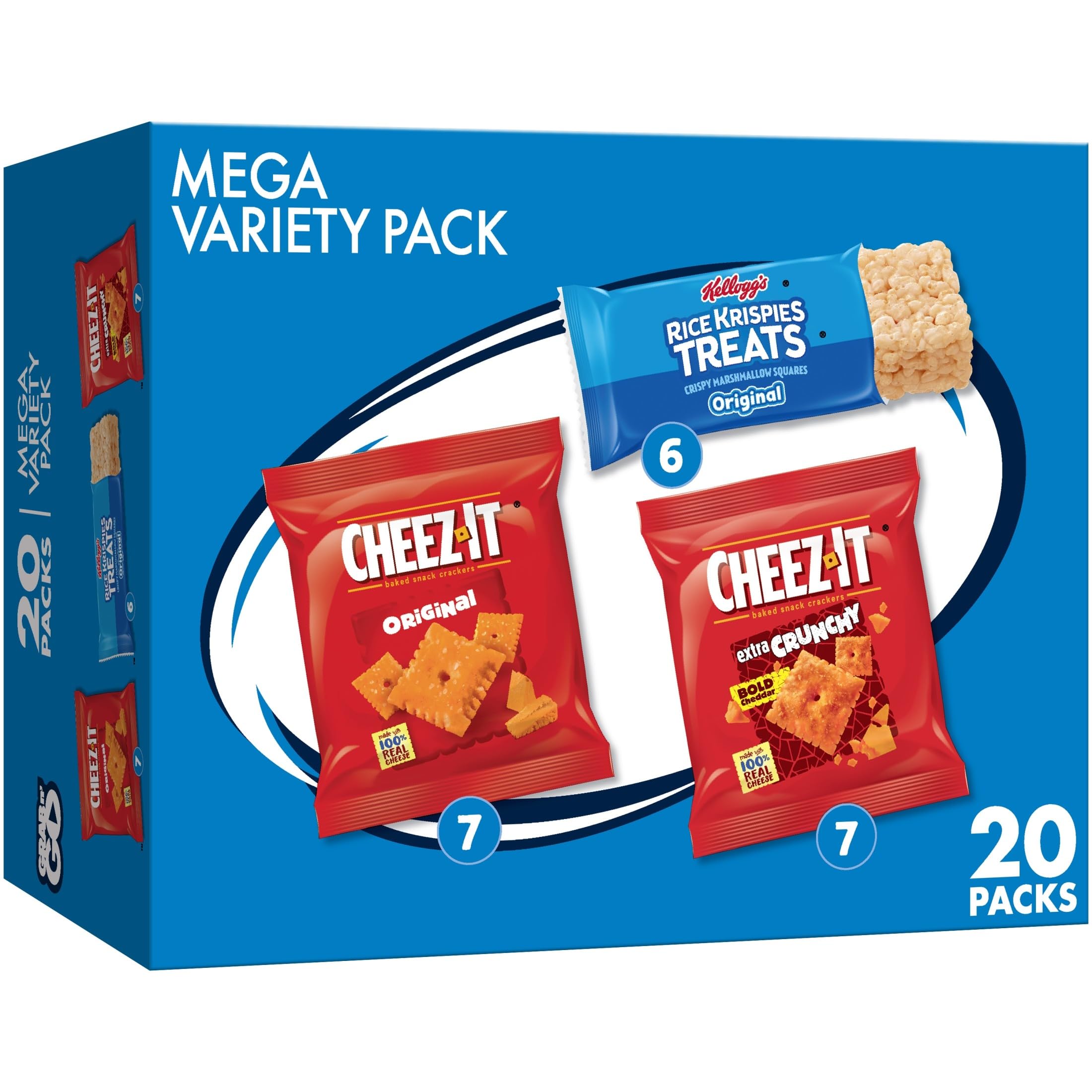 Cheez-It & Rice Krispies Treats, Lunch Snacks, Mega Variety Pack, 18.68oz Box (20 Count)