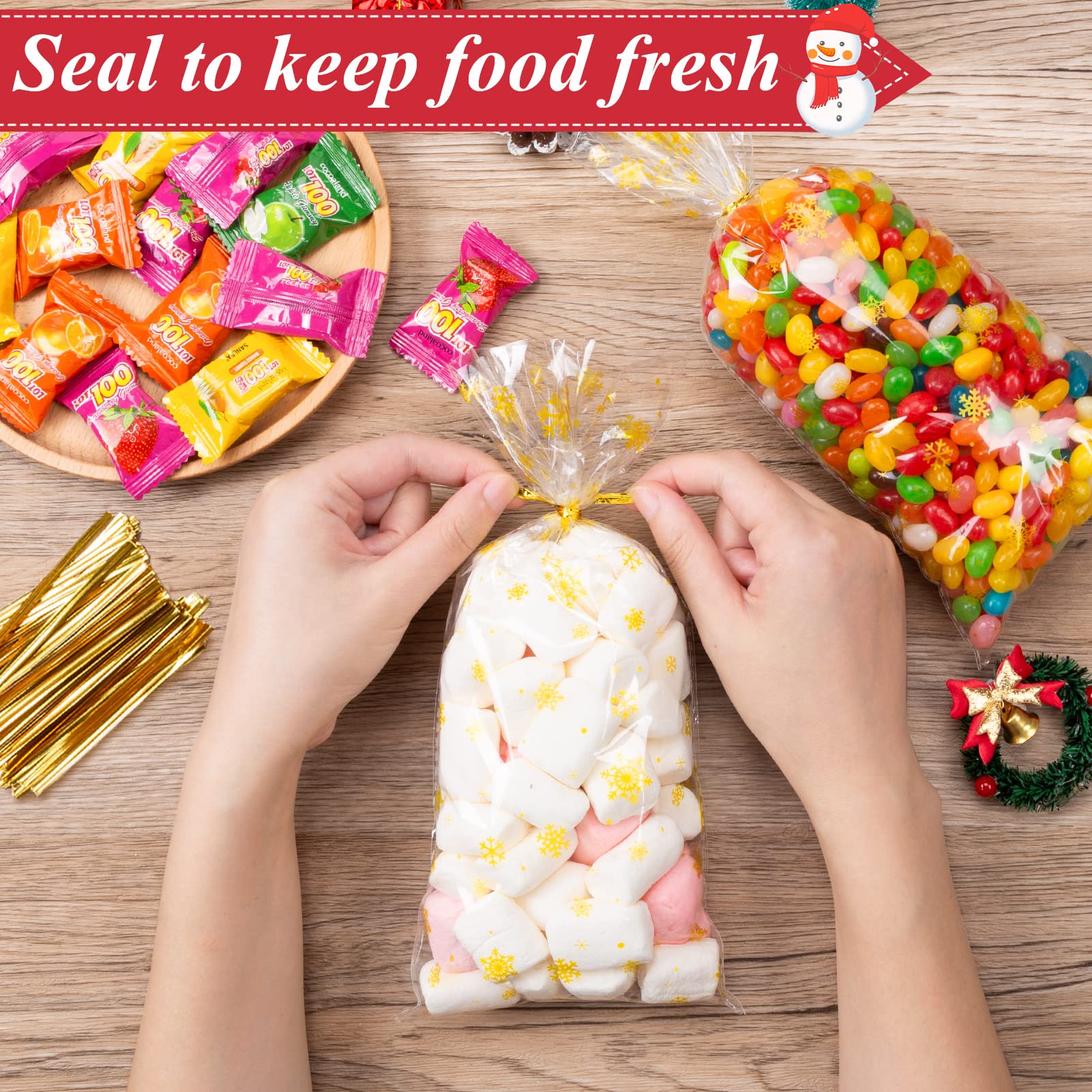 100 Pezzi Sacchetti Biscotti di Natale,Sacchetti per Biscotti Caraelle