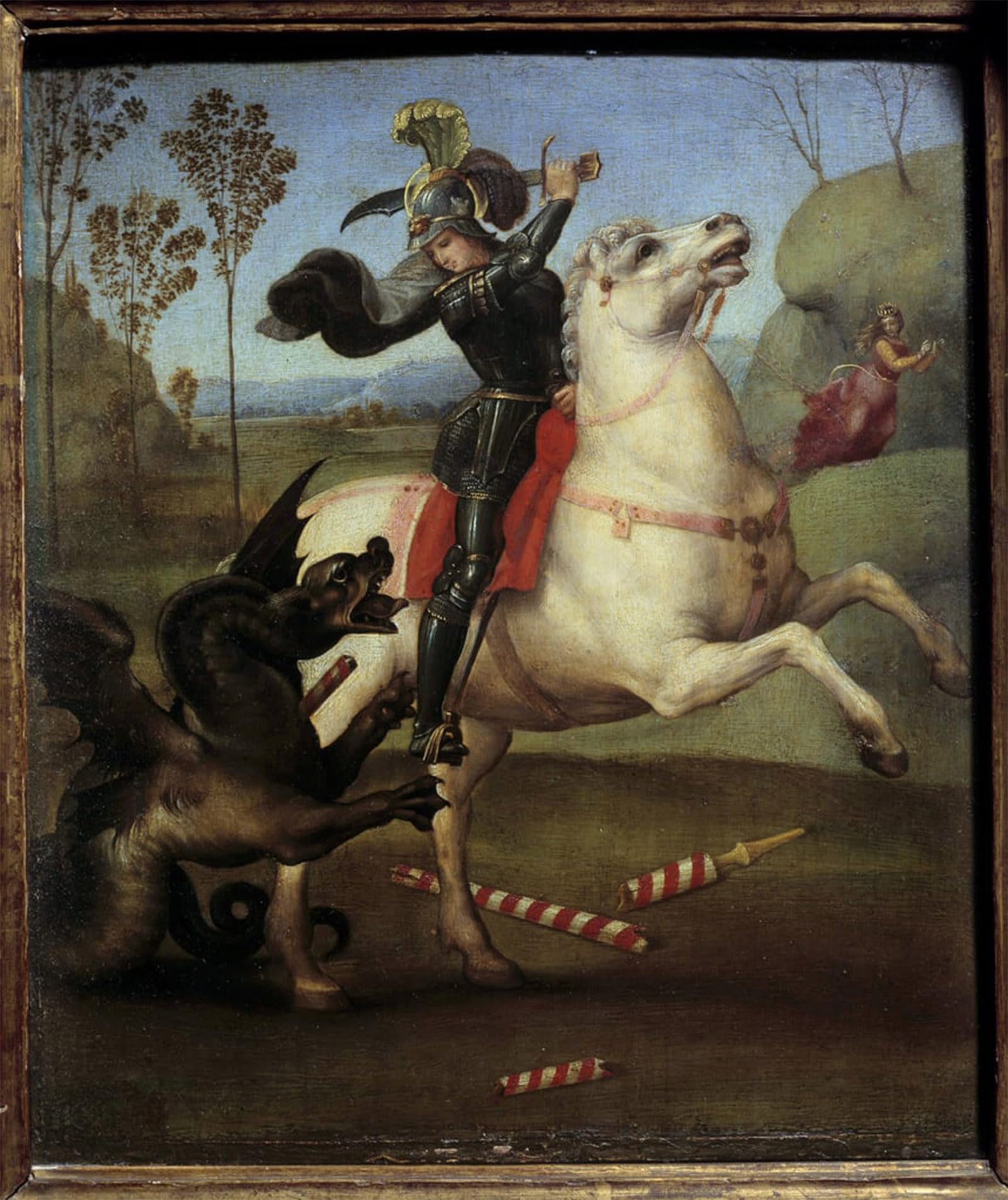 POSTERIIk Vintage Print Pop Art Landscape Artwork Saint George Fighting with the Dragon Raphael by Raphael Art Prints for Office Home Decor 60x90cm
