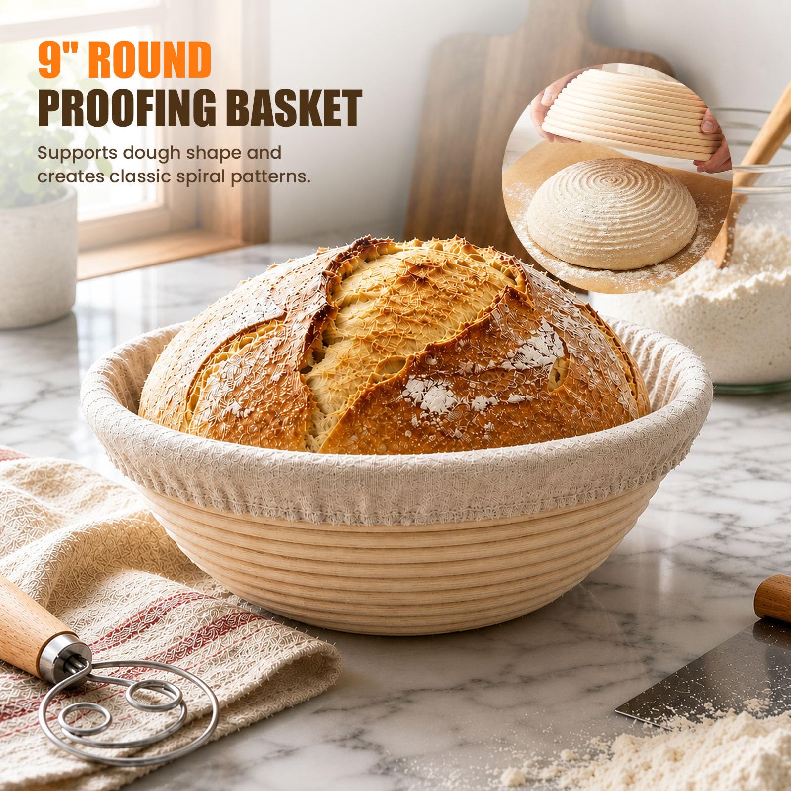Parmedu Kit per la cottura del pane con lievito naturale, con cestino