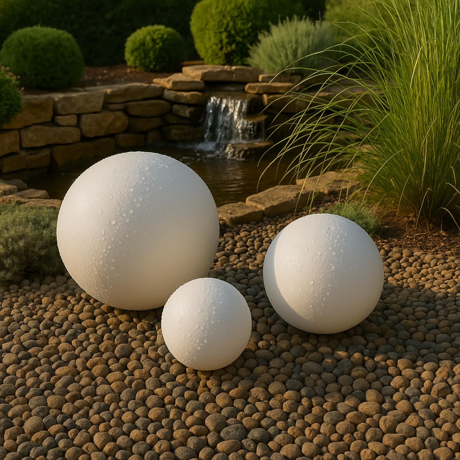 Boule de jardin en grès céramique - Convient pour l'extérieur - Couleur : blanc mat - Diamètre : 30 cm - Résistant au gel