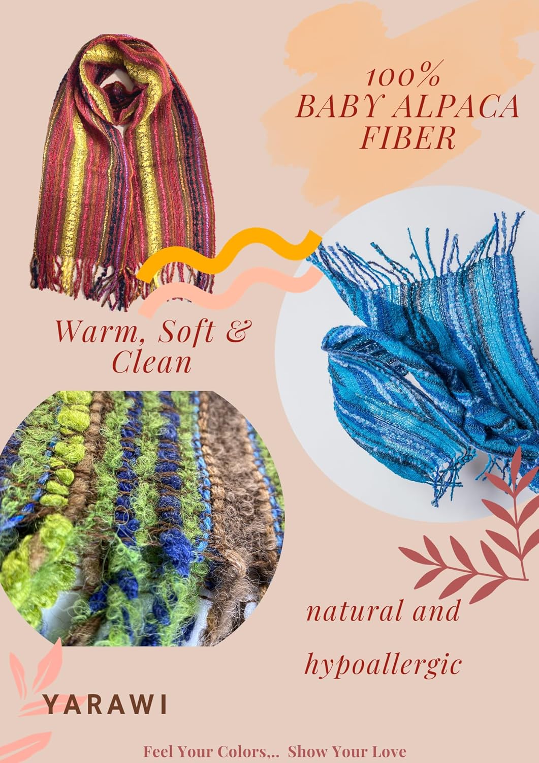 Genérico 100% Baby Alpaca Scarf For Women. Made in Perú. Soft, Clean and Hypoallergenic. Luxurious Weave. Handmade - Image 2