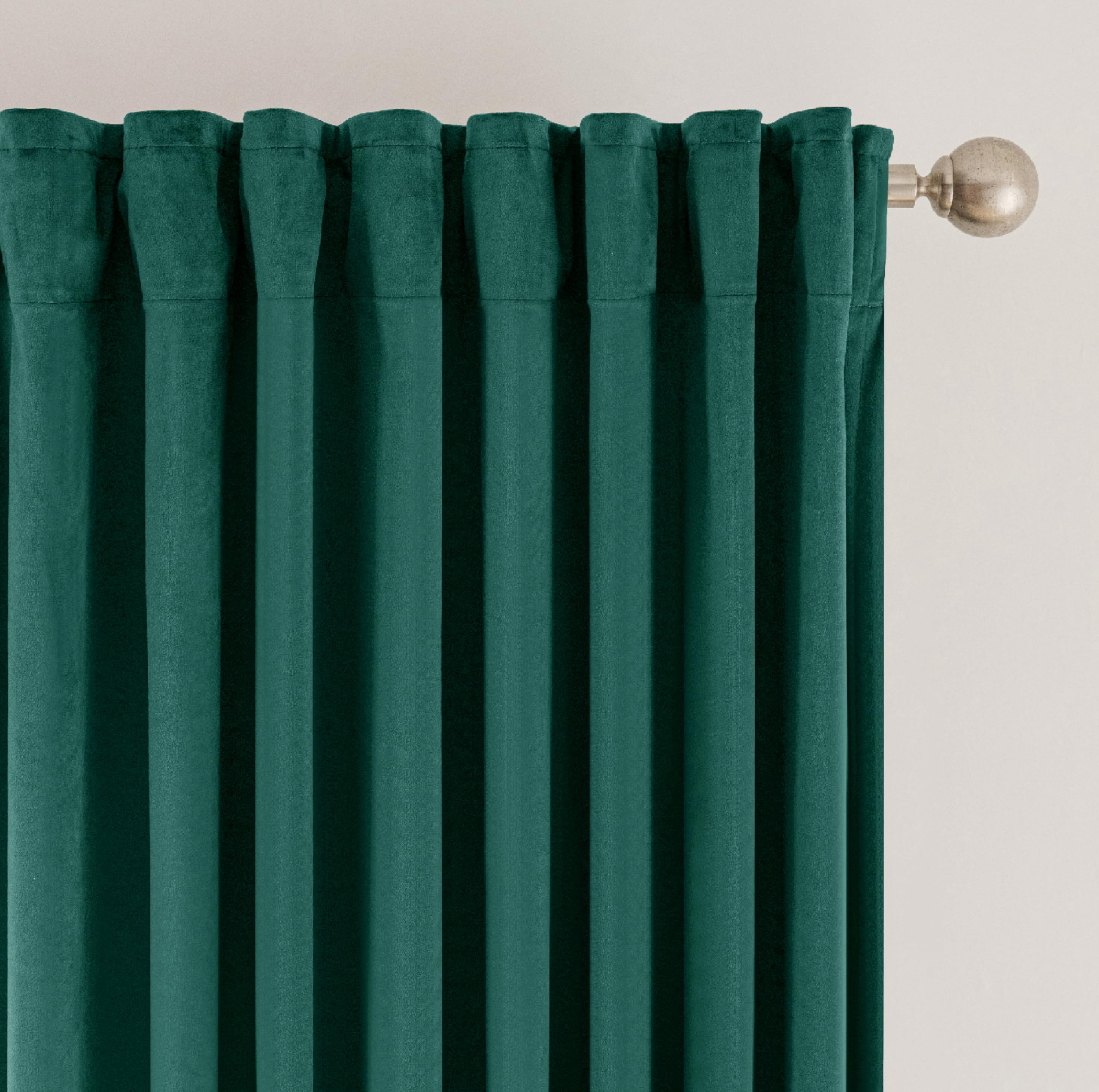 SNITIE Dark Green Velvet Curtains with Back Tab and Rod Pocket Thermal Insulated Soft Privacy Light-Filtering Velvet Drapes for Bedroom and Living Room, Set of 2 Panels, 52 x 96 Inches Long