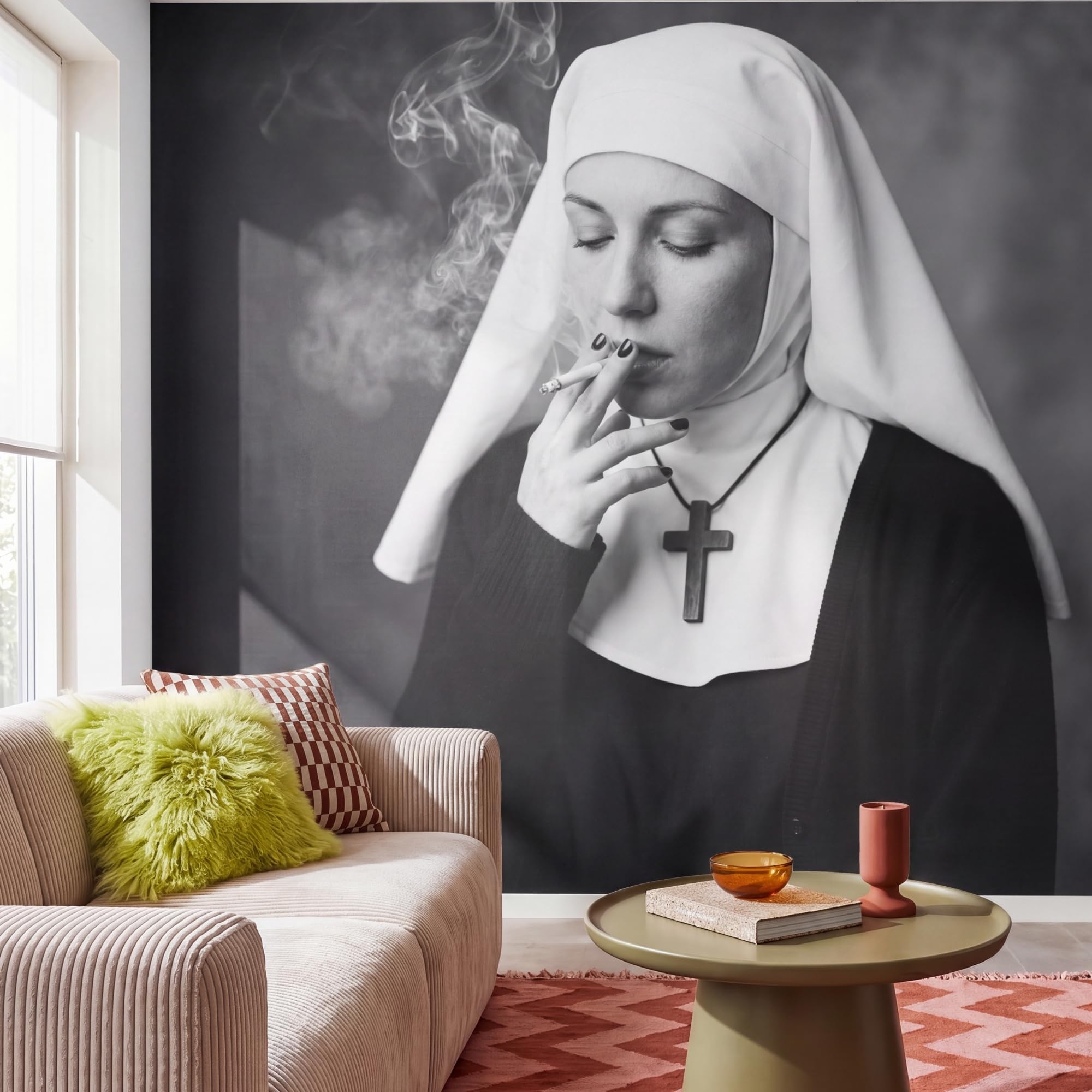 Papel Pintado Vinilico 300x300 cm Primera Calidad Papeles Pintados De Pared Pour Salon Dormitorio Decorativo Wallpaper Cocina No - Fumadores - Retrato - Blanco - Negro - Rebeldes