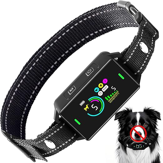 Dog Bark Collar for Large Medium Small Dogs, Smart Bark Collar with 5 Adjustable Sensitivity, Anti-Barking Training Collar for Dogs, Rechargeable Shock Collar with Beep Vibration