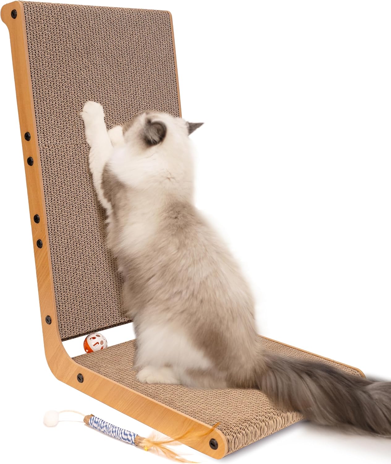 Widen Cat Scratcher L Shaped Cat Scratching Board for Indoor Cats 12.6″x23.6″ Vertical Cat Scratch Cardboard Cat Scratching Post (Large)