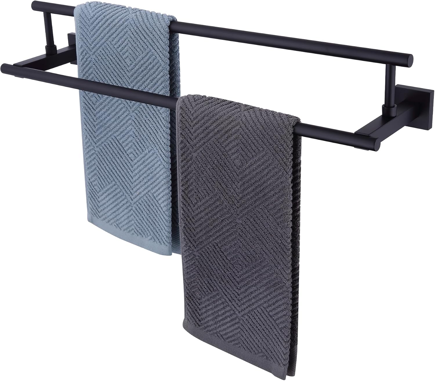 Bath Double Towel Bars, Towel Racks SUS304 Stainless Steel, Towel Holder for Bathroom Wall Mount, Towel Hanger Rail Accessories, 2-Tiers (Matte Black, 24 Inch)