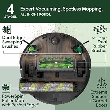 iRobot Roomba 705X Robot Vacuum & Mop Combo, 175x More Suction, Extending Self-Cleaning Roller Mop, Multifunction Dock, 75 Day AutoEmpty, Hot Wash/Dry, AI Smart Obstacle Avoidance, Ideal for Pet Hair