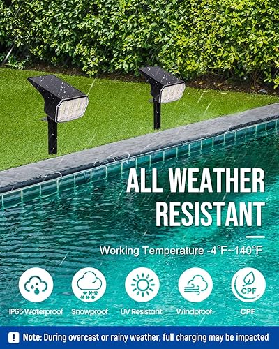 Miniatura 6 de Focos solares impermeables para exteriores, paquete de 4 unidades, IP65, 63 LED, 3 modos de iluminación, focos para patio, jardín, casa, garaje,