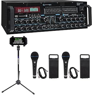 Rockville IPS20 Tablet/Phone Tripod Stand Bundle with Technical Pro MM2000BT Active Bluetooth Mic Mixer Amp SD, USB and RMC-XLR Handheld Wired Mic