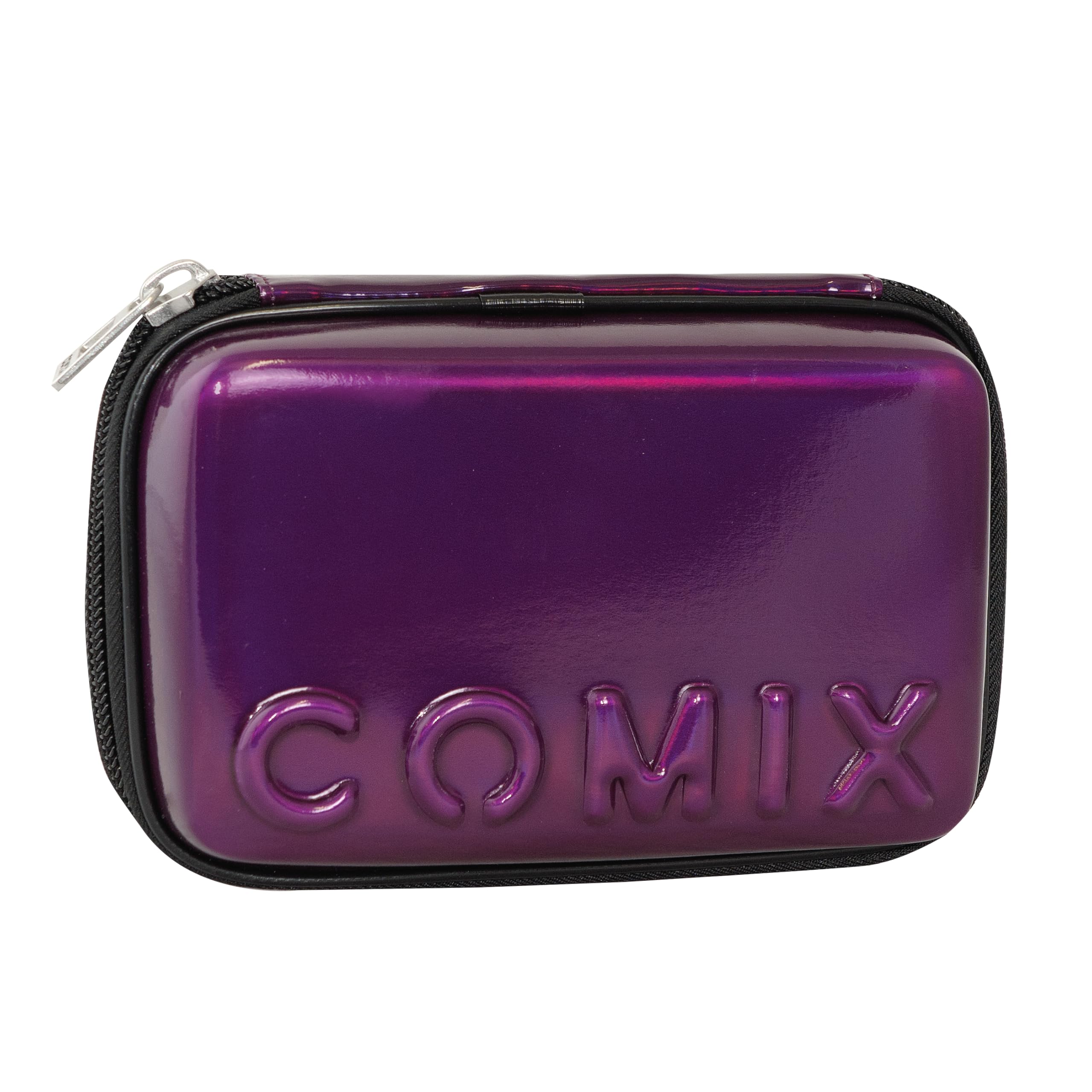 COMIX - Astuccio Scuola, Astuccio Maxi Zip per Bambini e Ragazzi, con Set Cancelleria Incluso, Cover Rigida con Maxi Logo in Rilievo e Tirazip in Metallo, 21 x 14,5h x 6,5 cm, Viola