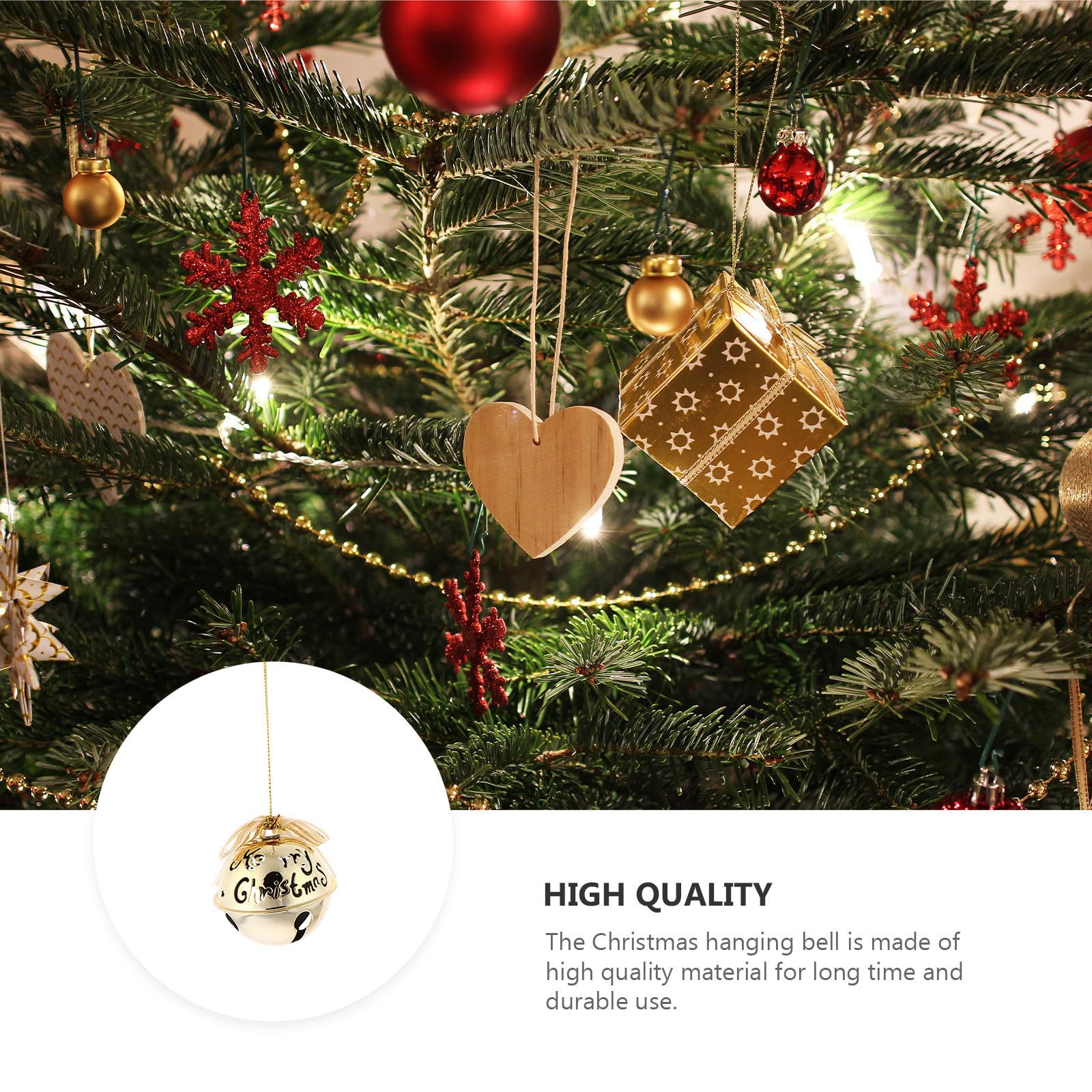 Didiseaon 36 Piezas Adorno Navideño Colgante de Campana de Hierro Dorado