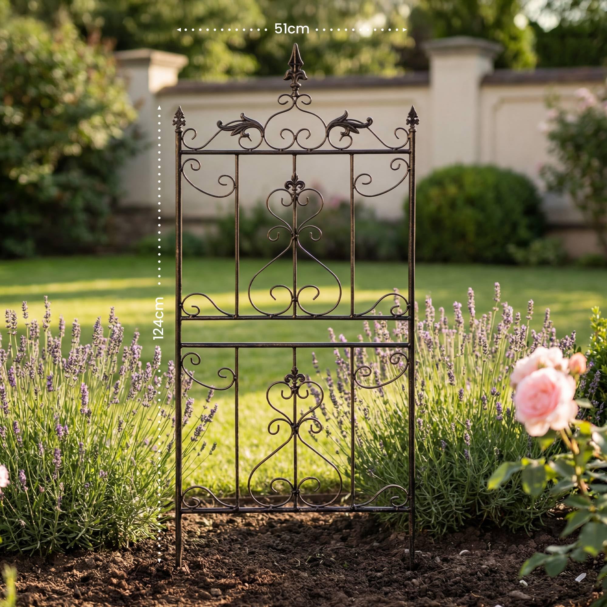 CLP 2er Set Rankgitter Metall Myrte, Rankhilfe für Rosen und Clematis im Landhausstil, Kletterhilfe für Hochbeet, Garten, Balkon oder Terrasse, Farbe:Bronze