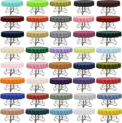 Miniatura 2 de KS Linens Mantel redondo de poliéster de 58 pulgadas, disponible en más de 40 colores de tendencia. Perfecto para restaurantes y bodas. Elige entre