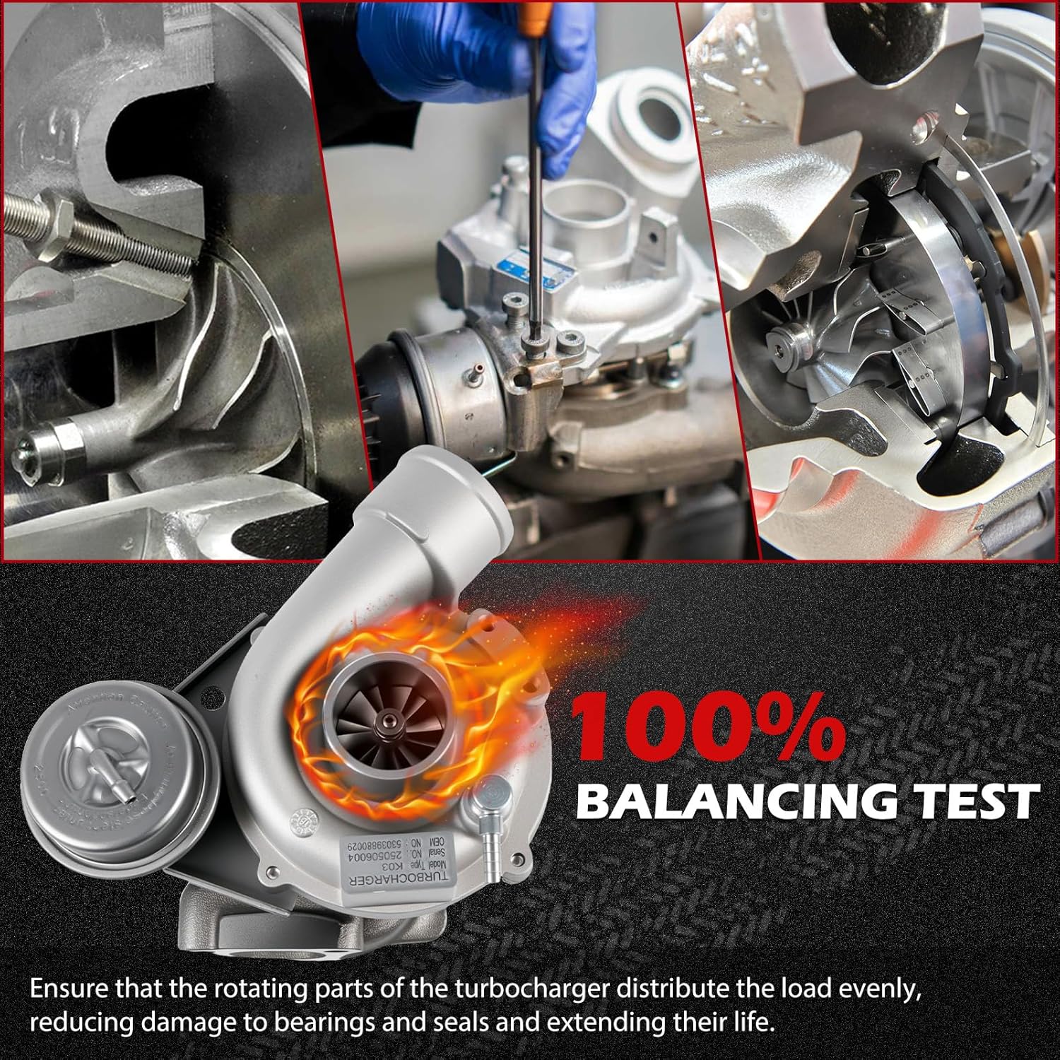 Turbo Turbocharger K03 Compatible with A4 1997-2006 L4 1.8L, A4 Quattro 1997-2005 L4 1.8L, Passat 1998-2005 L4 1.8L, Replaces# 058145703J 058145704N