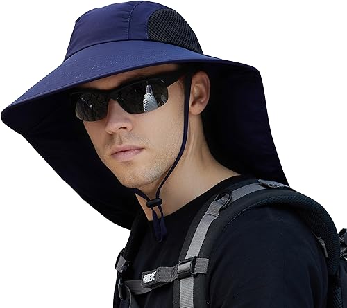 Miniatura 1 de Sombrero de sol para hombre y mujer con solapa para el cuello, sombrero de ala ancha para pesca y senderismo, protección UV UPF 50+ para kayak,