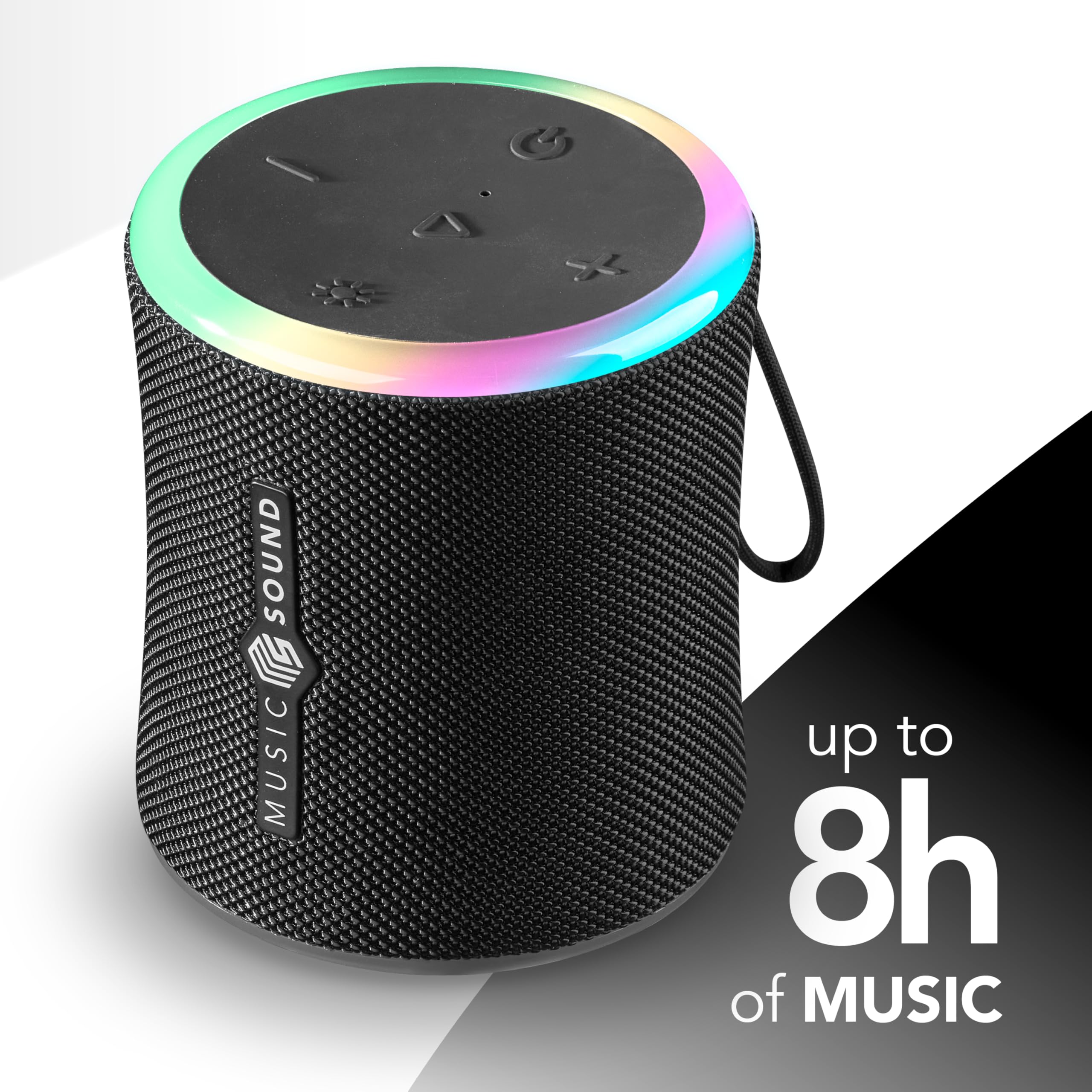 Music Sound Aura 10W - Enceinte Bluetooth Portable - Noir - IPX6 - Lumières RGB