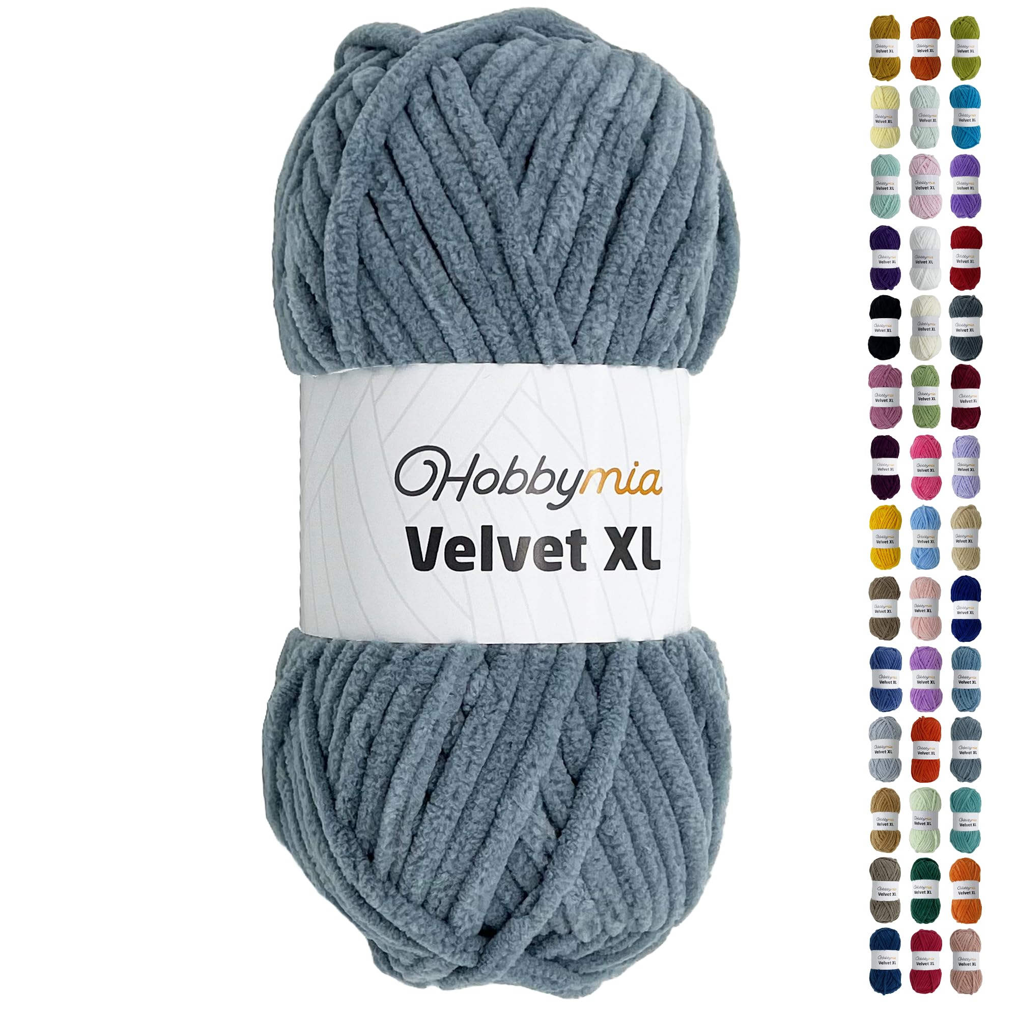 Velvet XL Chenille Yarn - Thick Super Bulky Yarn for Crocheting - Soft Fluffy Plush Yarn for Crochet - 100g / 74yds - Ideal for Baby Blankets &amp; Amigurumi (Cadet Gray, 1 Skein)