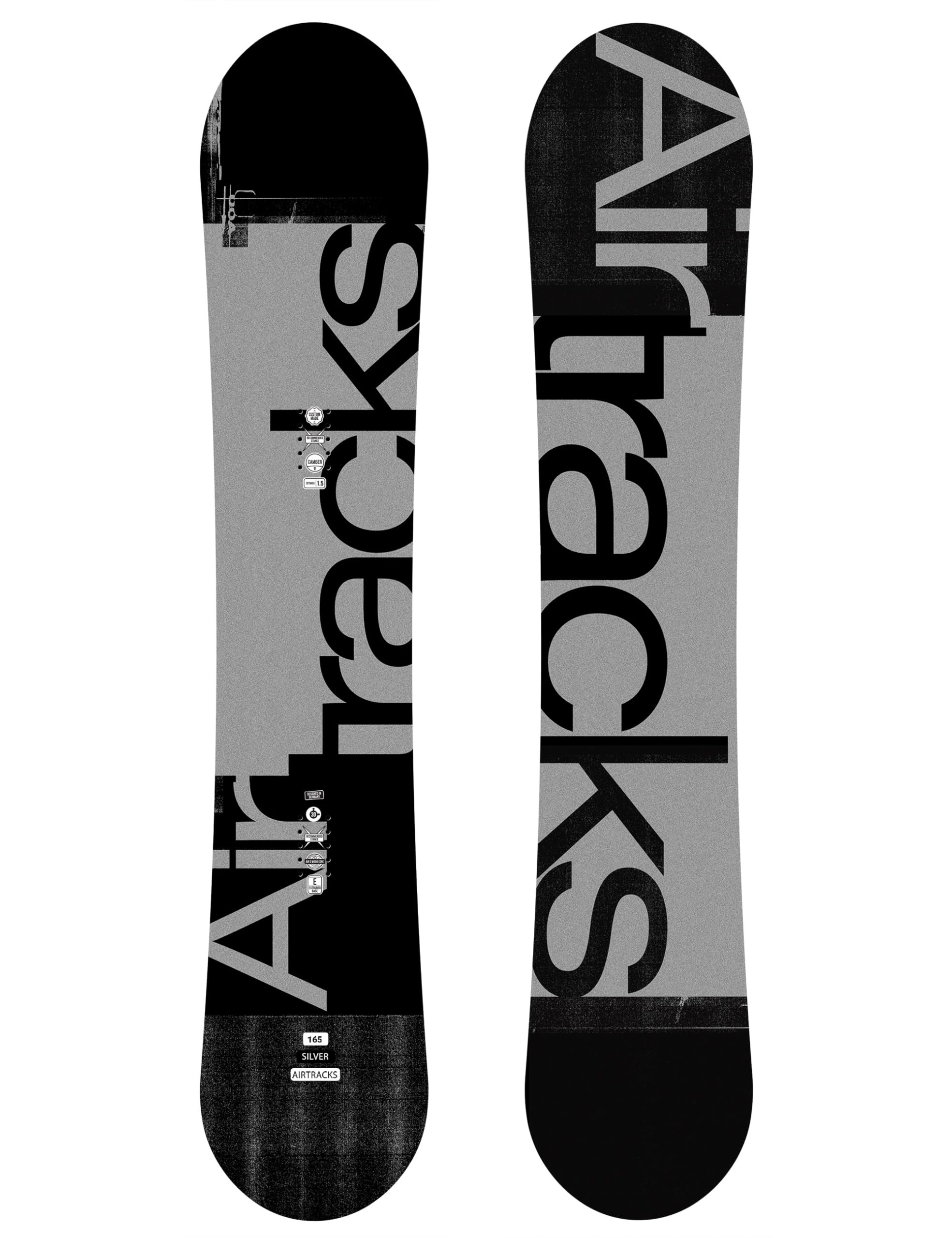 Airtracks Snowboard Set - Silver Camber Snowboard Extra Wide + Bindung Master Fastec + Snowboard Bag 155 159 161 165 171 cm